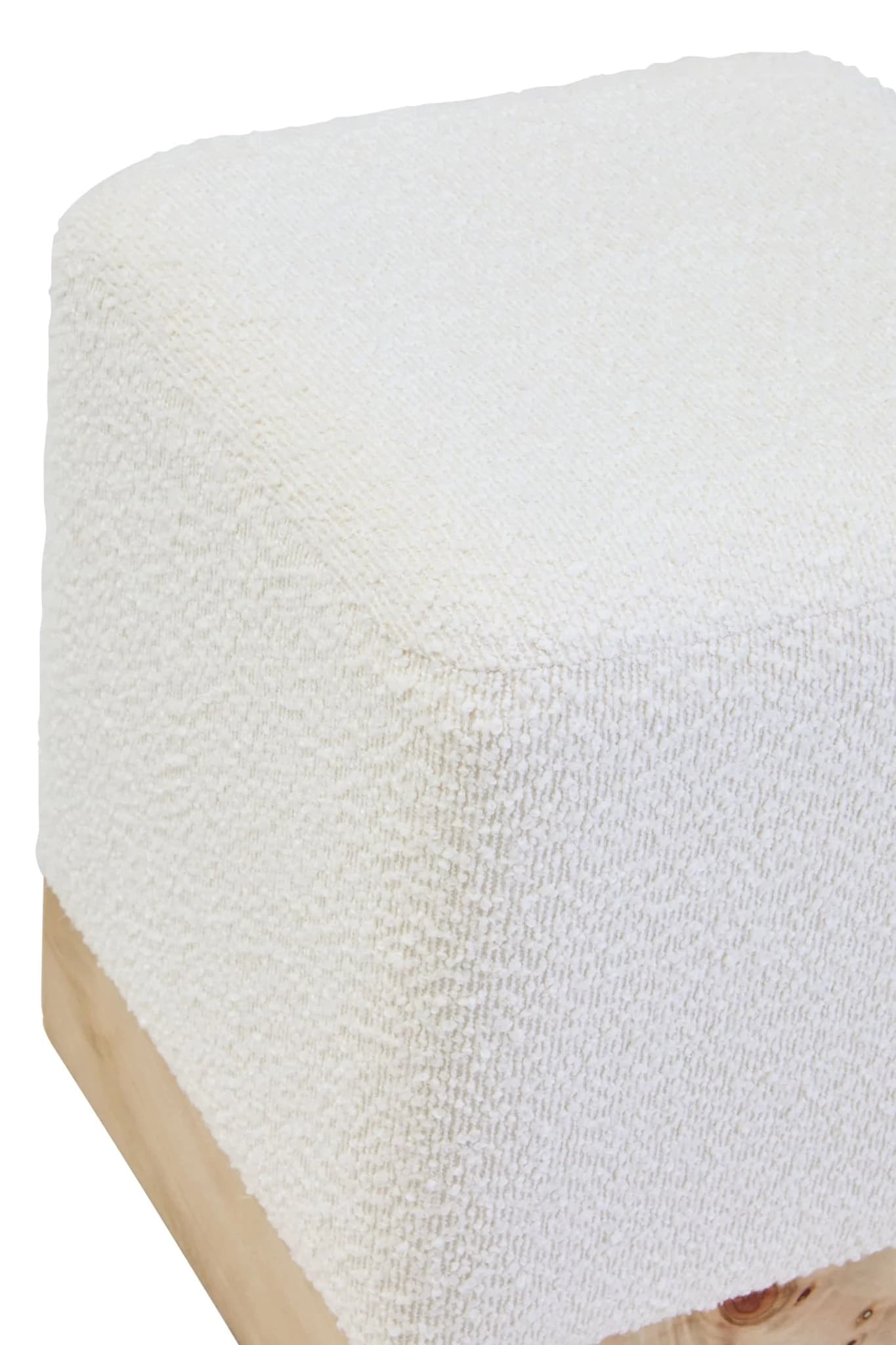 Mota Burl Wood And Cream Boucle Sqaure Stool - Seating, photo 6 of 8