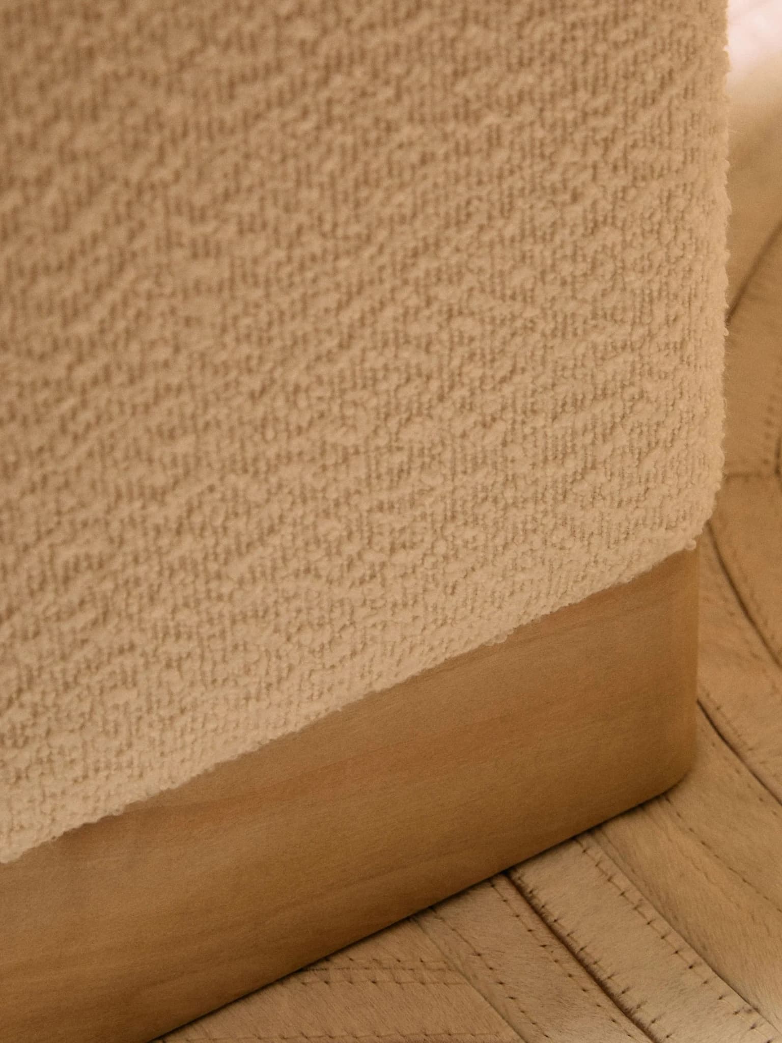 Mota Burl Wood And Cream Boucle Sqaure Stool - Seating, photo 2 of 8