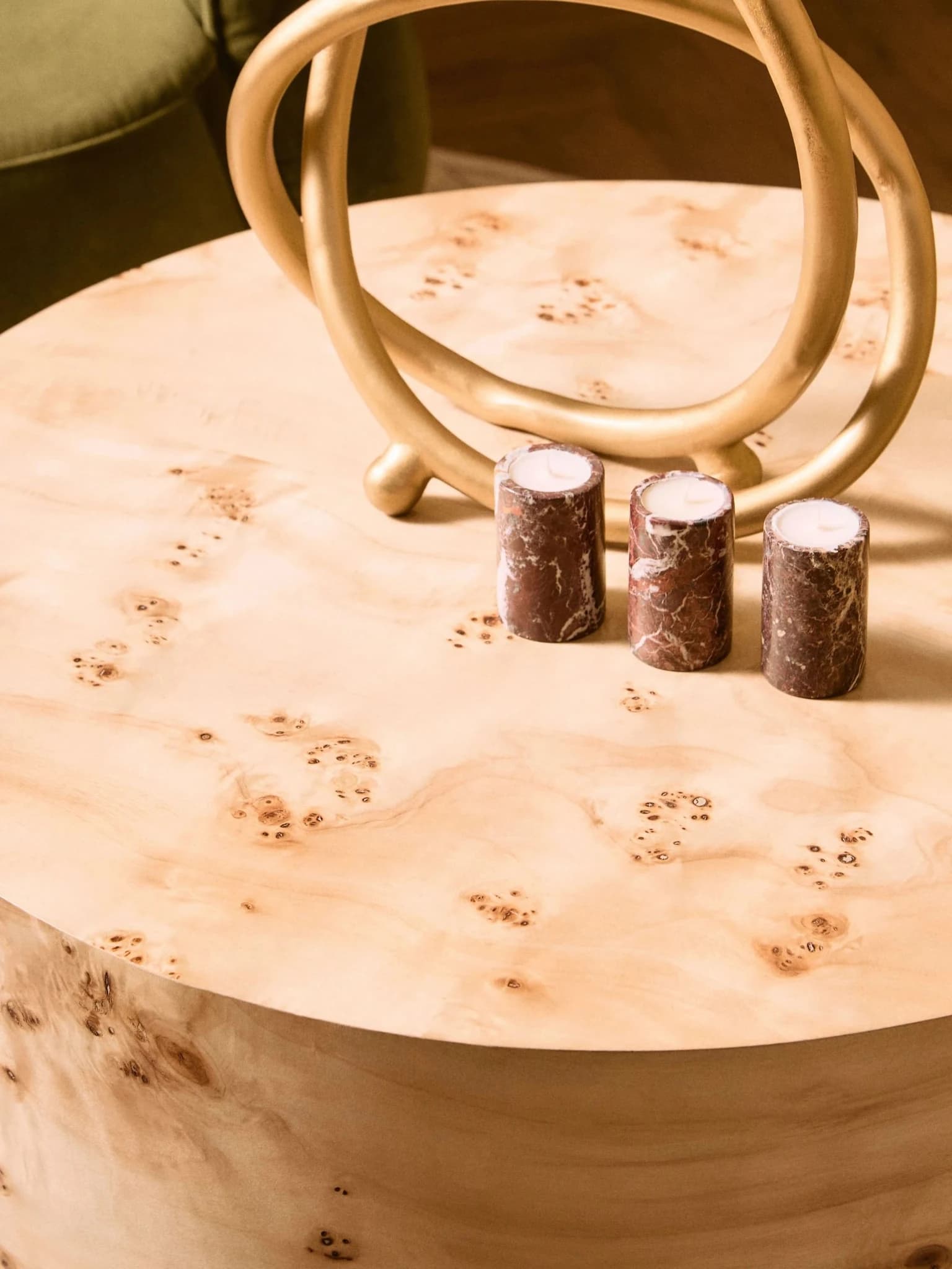 Mota Burl Wood Design Round Coffee Table - Tables, photo 3 of 8