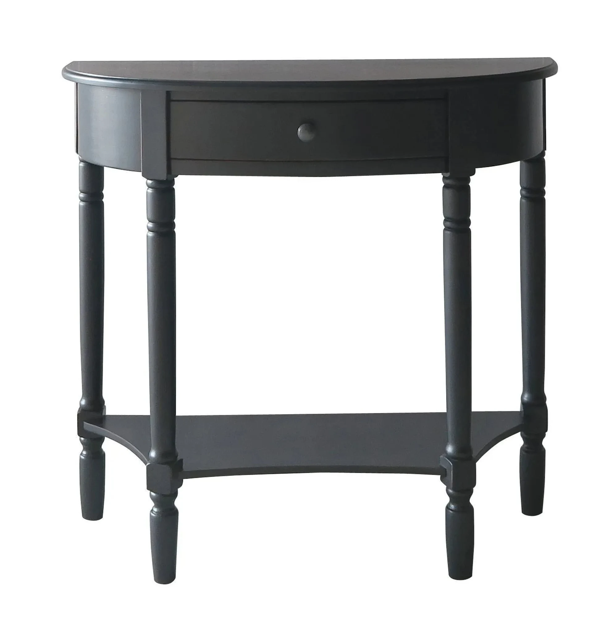 Heritage Black Half Moon Wooden Console Table with Drawer - Tables, photo 2 of 2