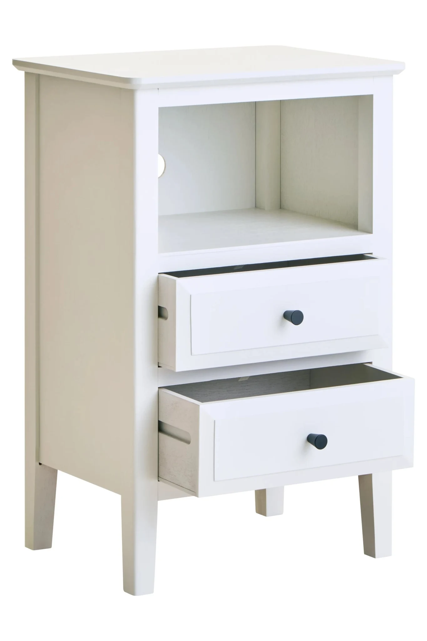 Heritage Two Drawer White Finish Wooden Side Table - Tables, photo 4 of 8