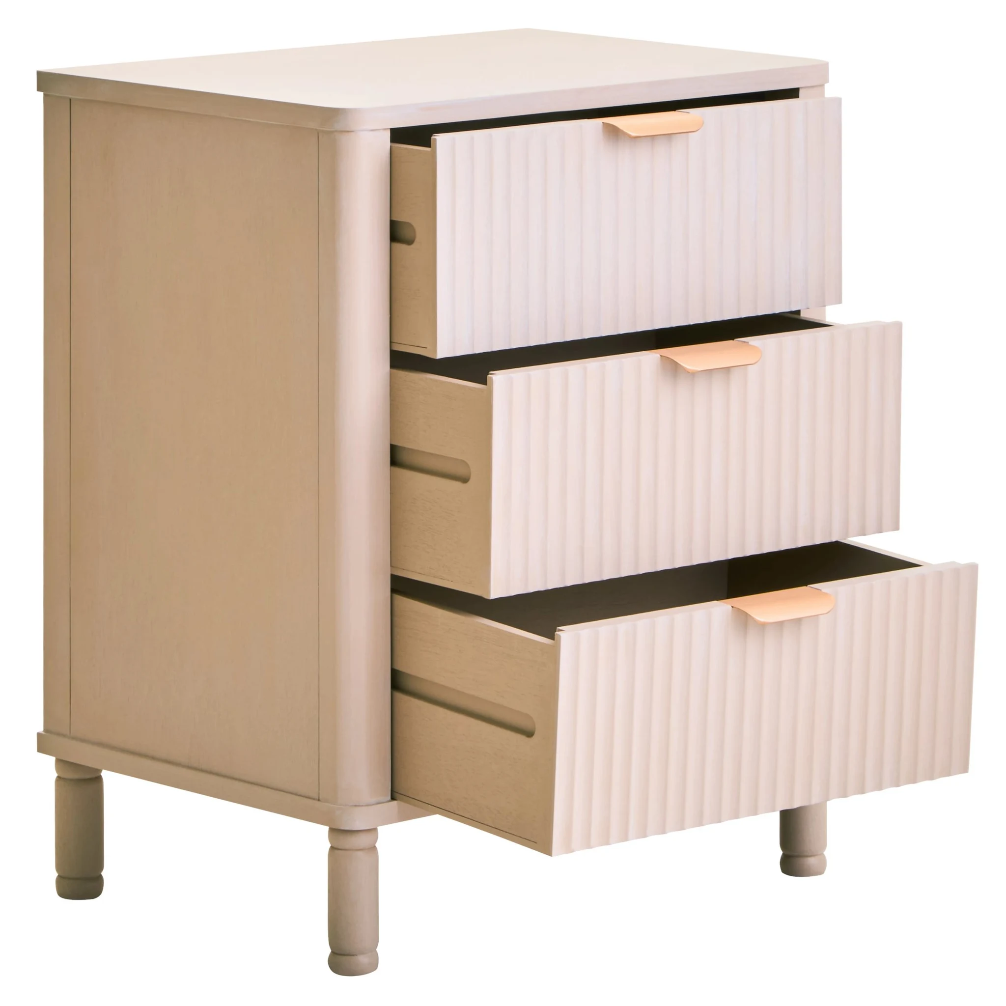 Heritage Reed Detail Taupe Three Drawer Wooden Chest - Furniture, photo 8 of 8