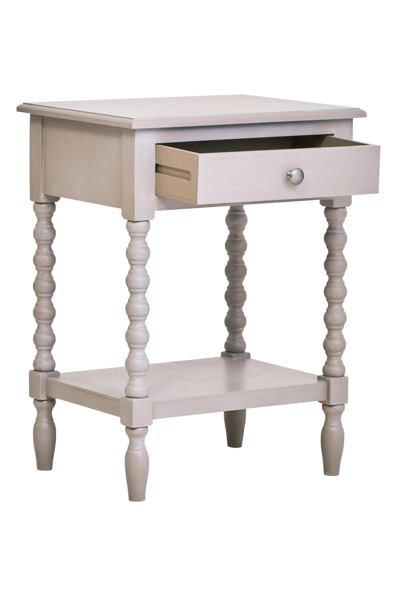 Heritage One Drawer Bobble Detail Grey Wooden Side Table - Tables, photo 8 of 8