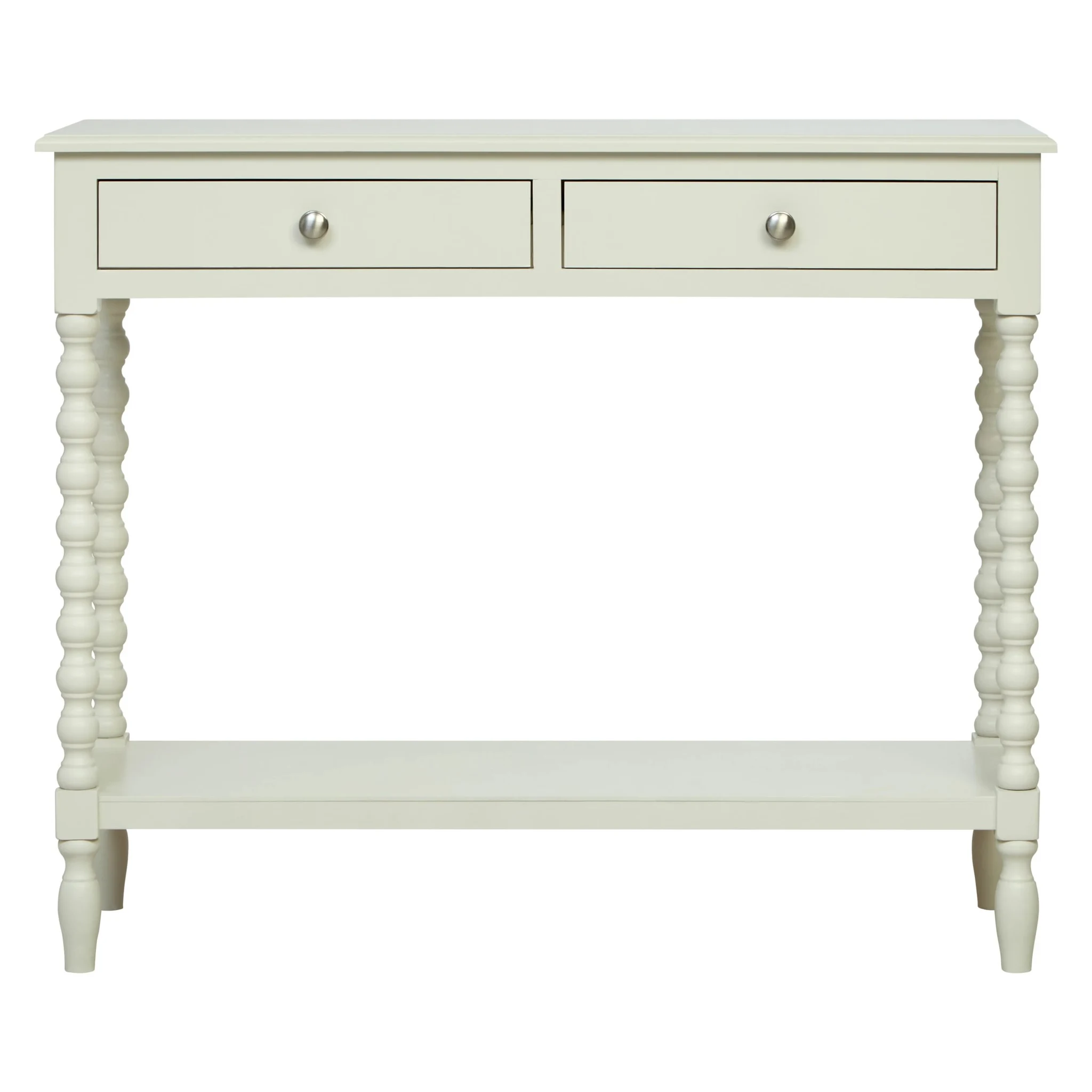 Heritage Two Drawer Bobble Detail Ivory Wooden Console Table - Tables, photo 5 of 8