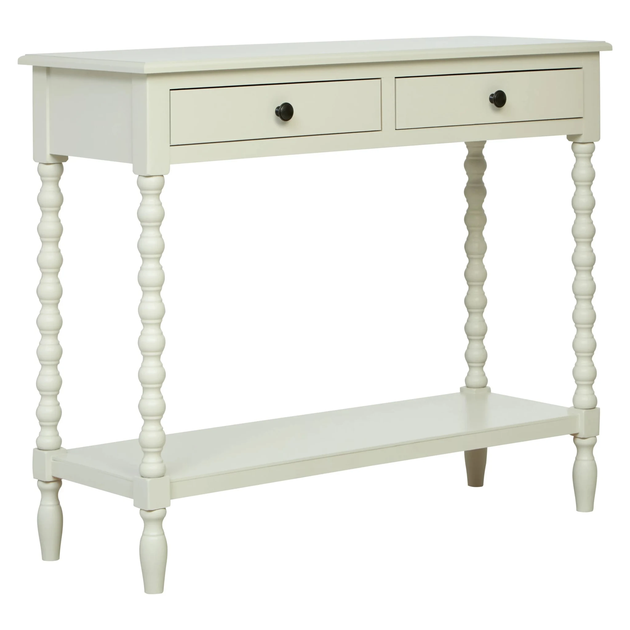 Heritage Two Drawer Bobble Detail Ivory Wooden Console Table - Tables, photo 4 of 8