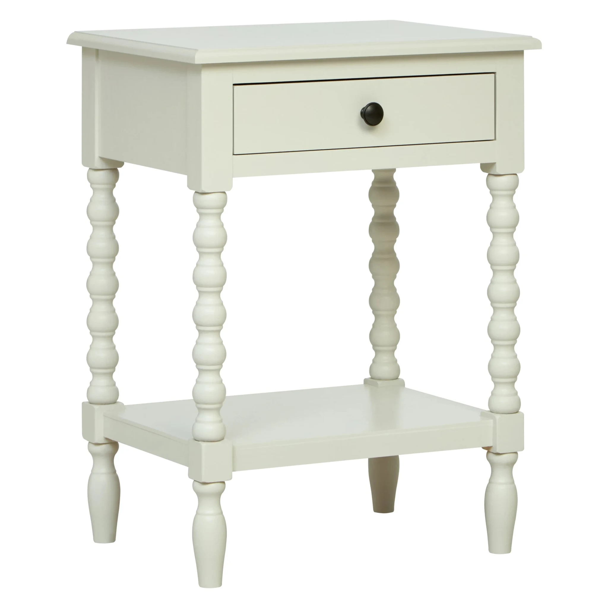 Heritage One Drawer Bobble Detail Ivory Wooden Bedside Table - Tables, photo 5 of 8