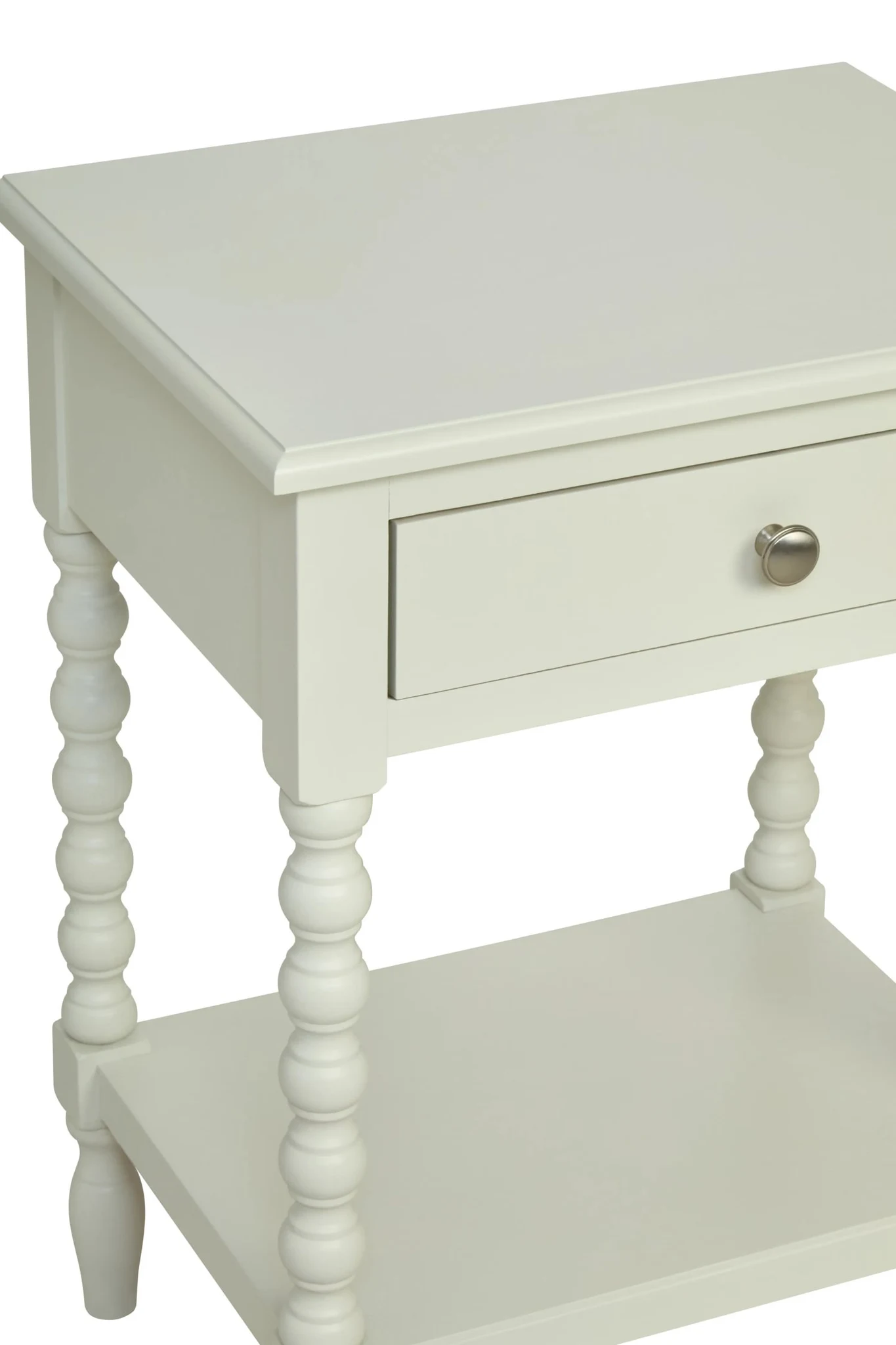 Heritage One Drawer Bobble Detail Ivory Wooden Bedside Table - Tables, photo 7 of 8