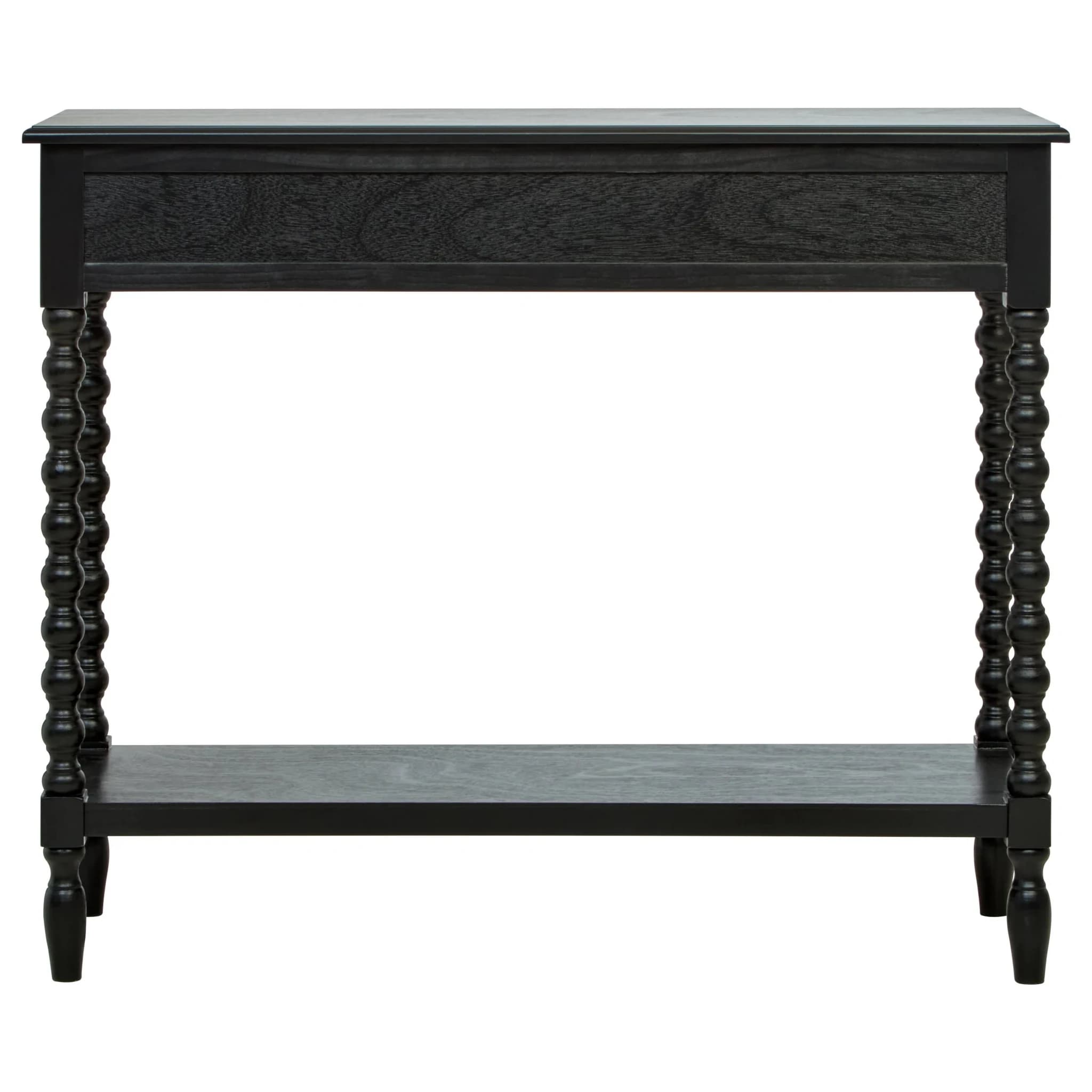 Heritage Two Drawer Bobble Detail Black Wooden Console Table - Tables, photo 2 of 8