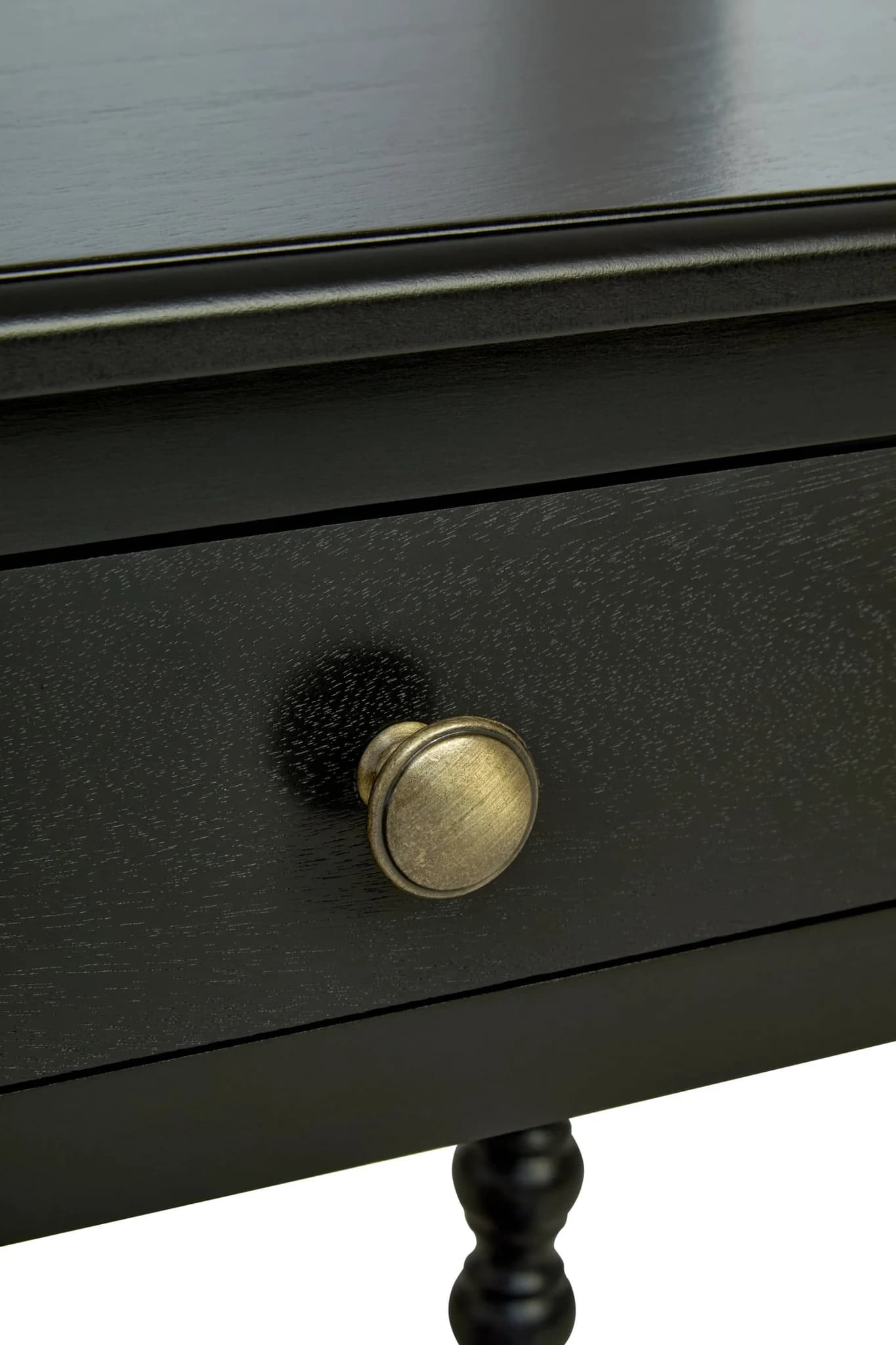 Heritage Two Drawer Bobble Detail Black Wooden Console Table - Tables, photo 8 of 8