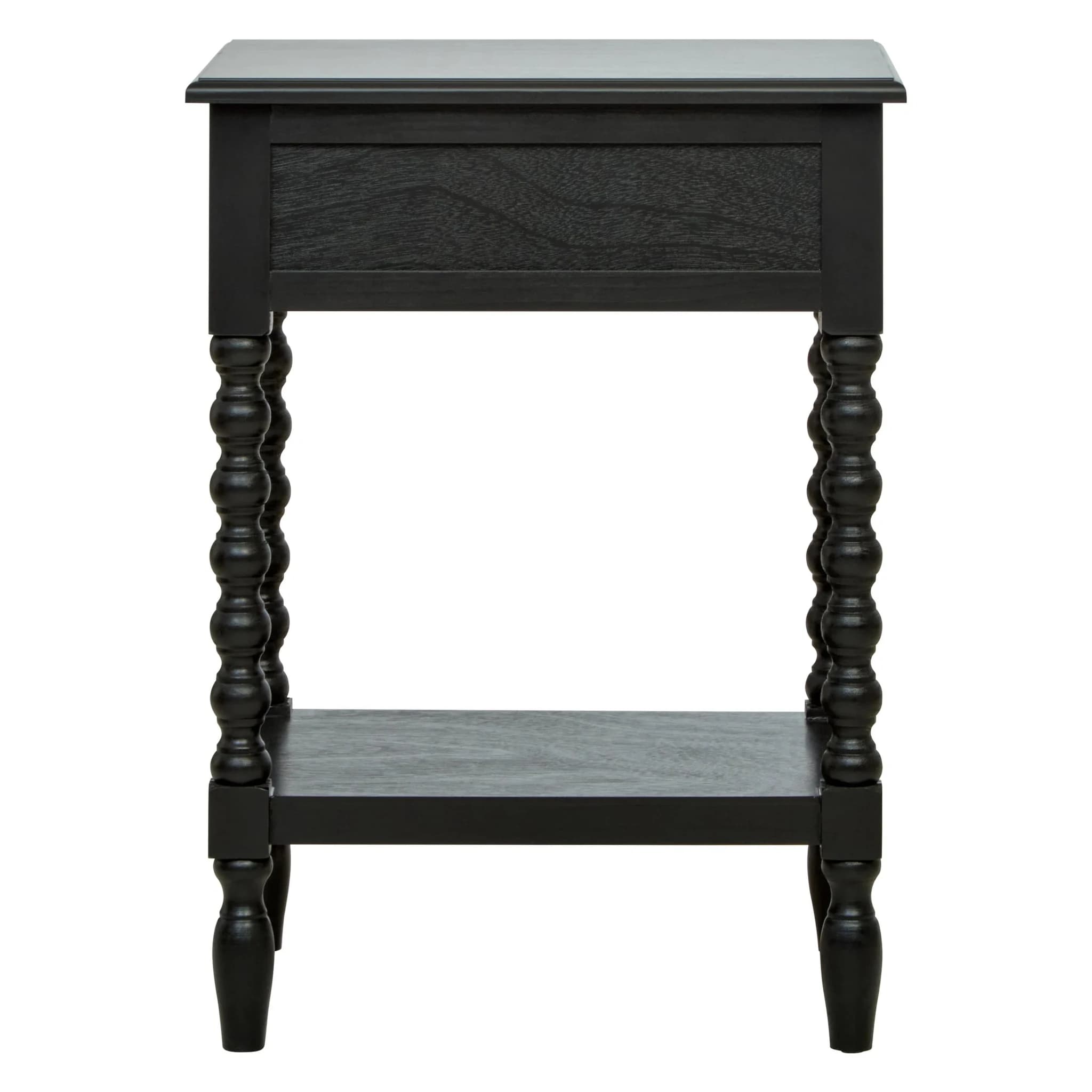 Heritage One Drawer Bobble Detail Black Wooden Bedside Table - Tables, photo 6 of 8