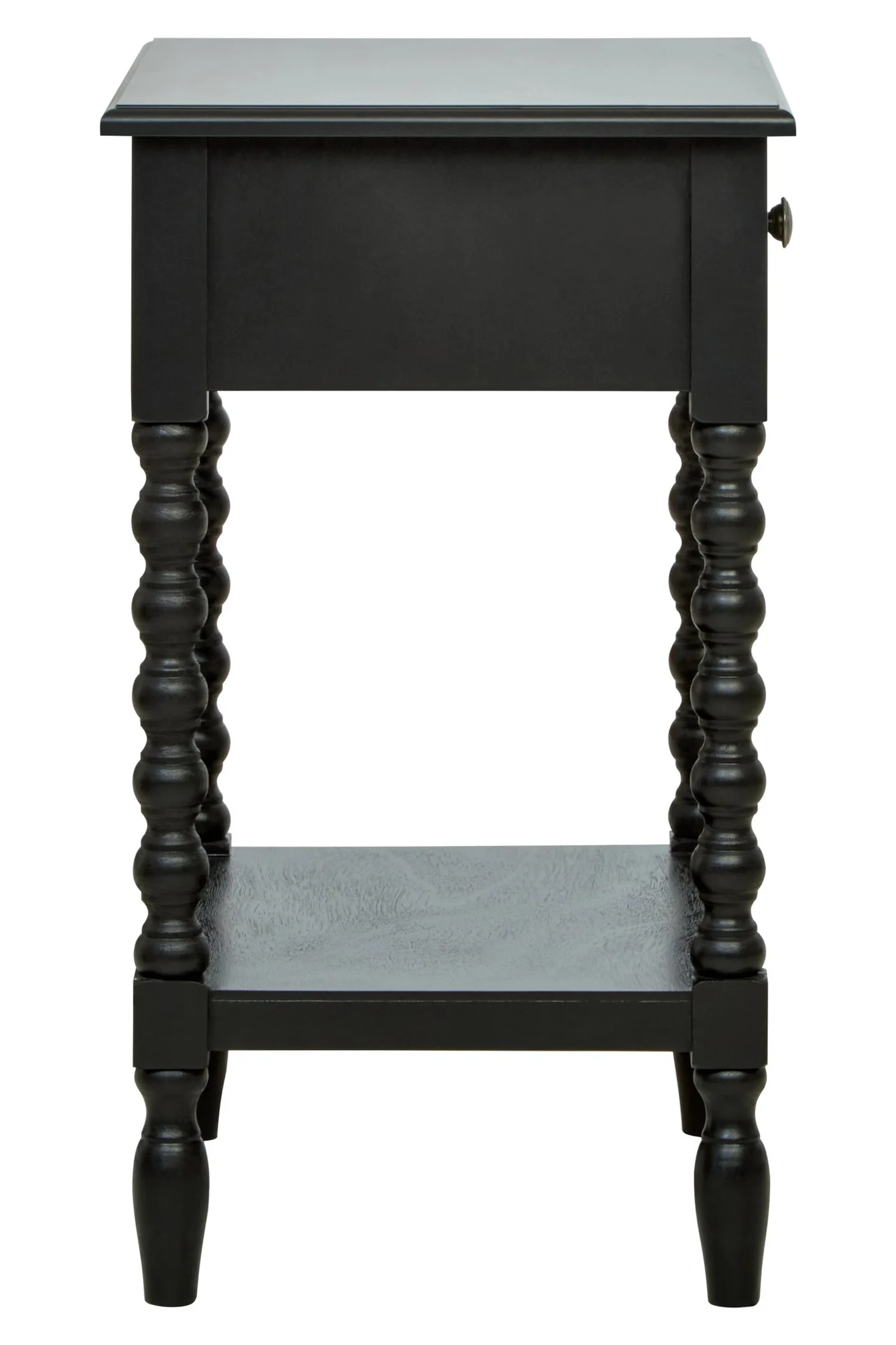 Heritage One Drawer Bobble Detail Black Wooden Bedside Table - Tables, photo 5 of 8