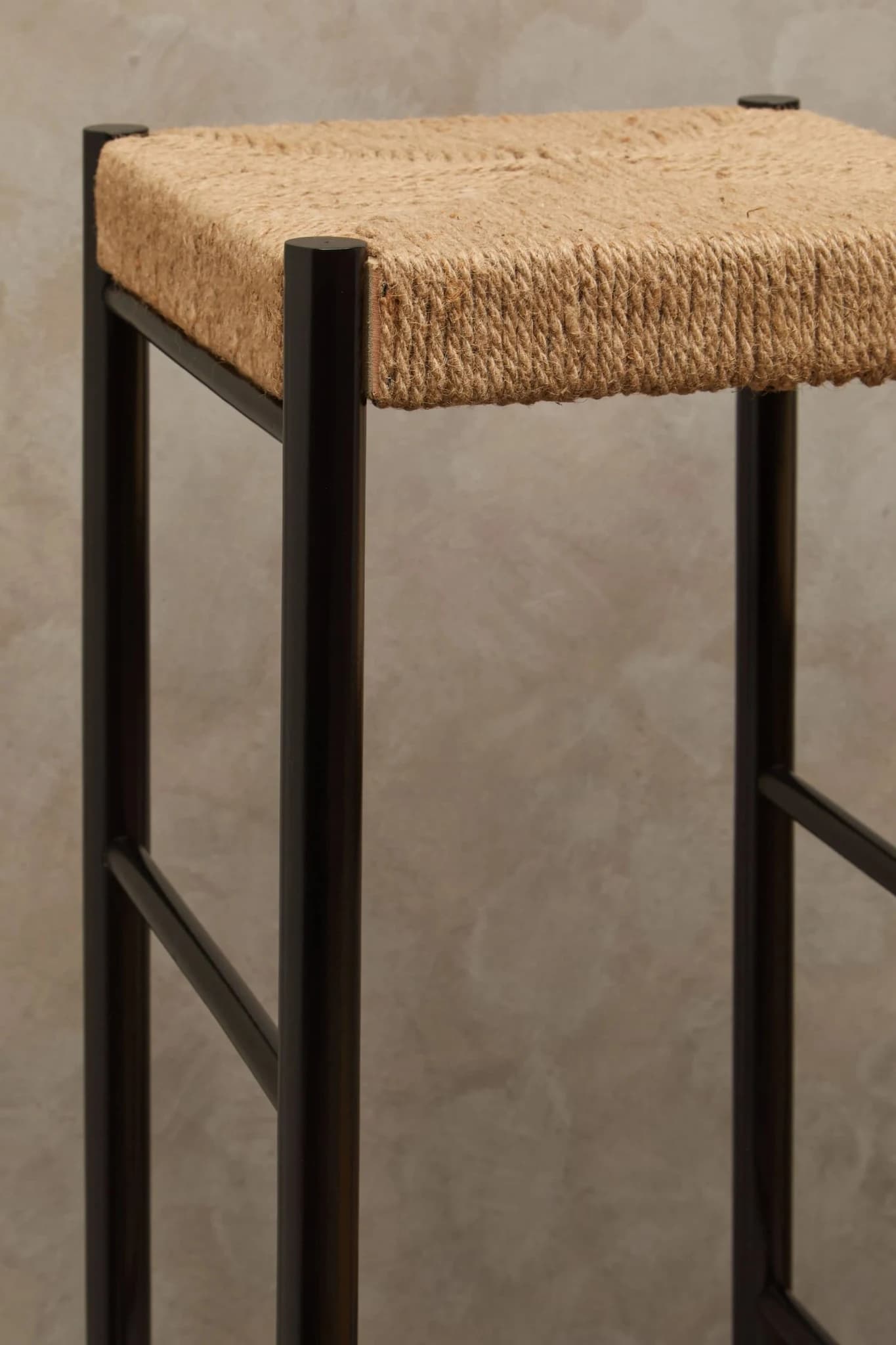 Bandar Natural Rope and Black Wood Bar Stool - Seating, photo 4 of 8