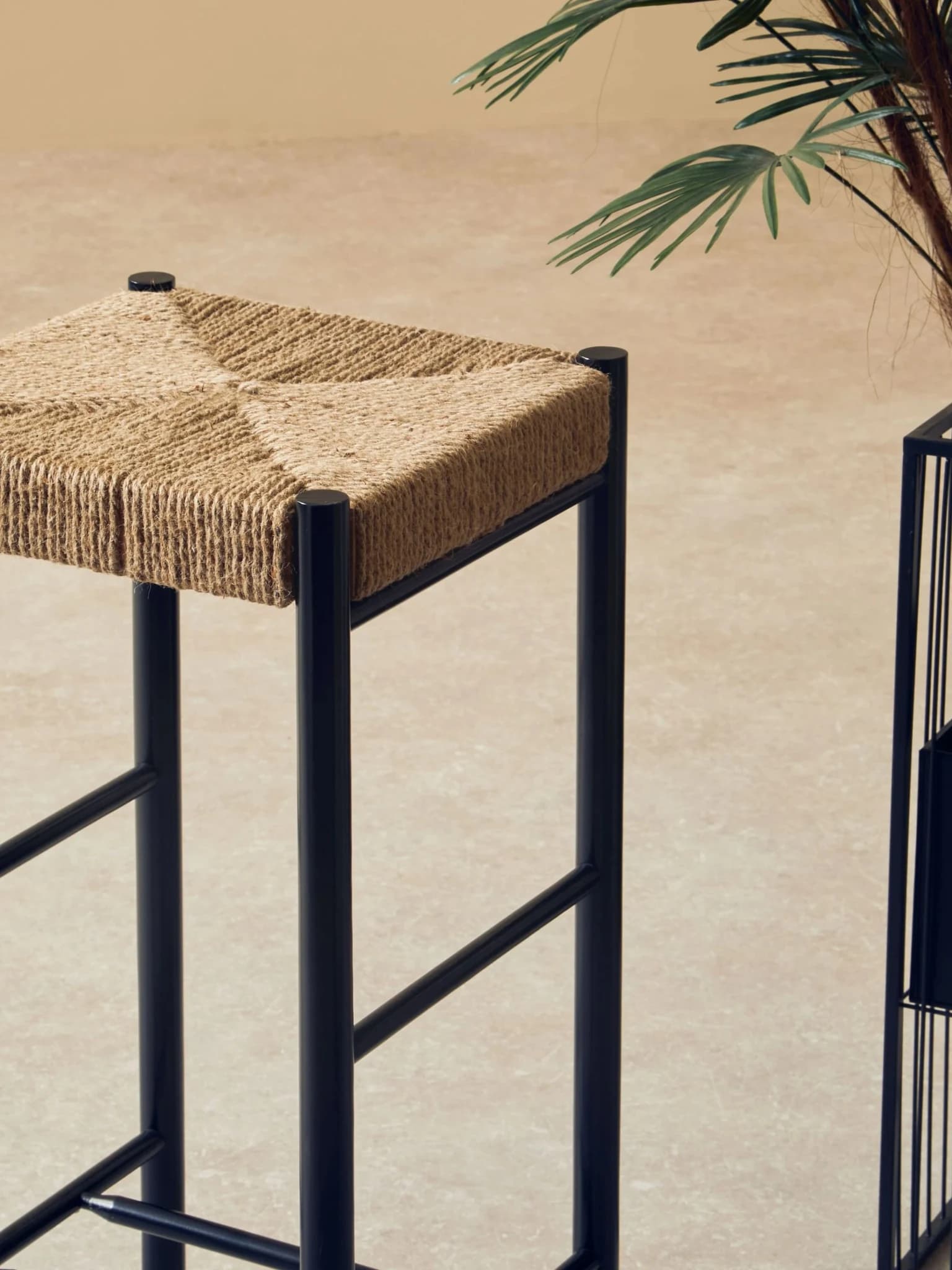 Bandar Natural Rope and Black Wood Bar Stool - Seating, photo 2 of 8