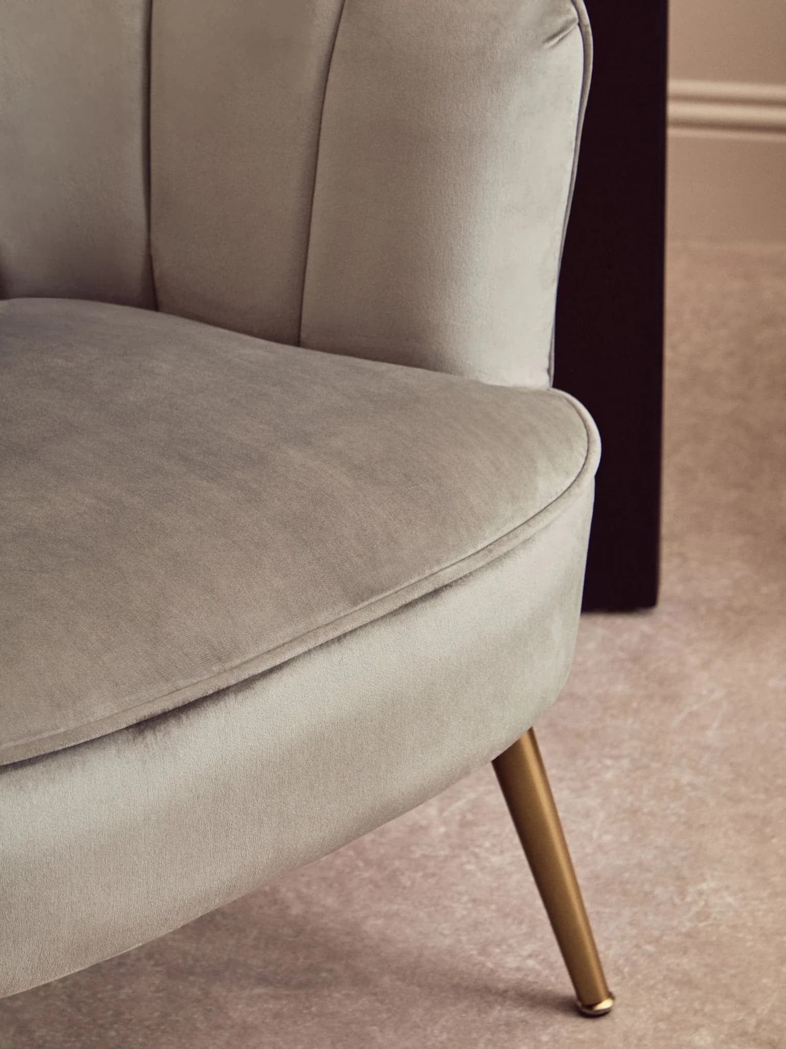 Yolanda Grey Velvet Chair - Seating, photo 3 of 8