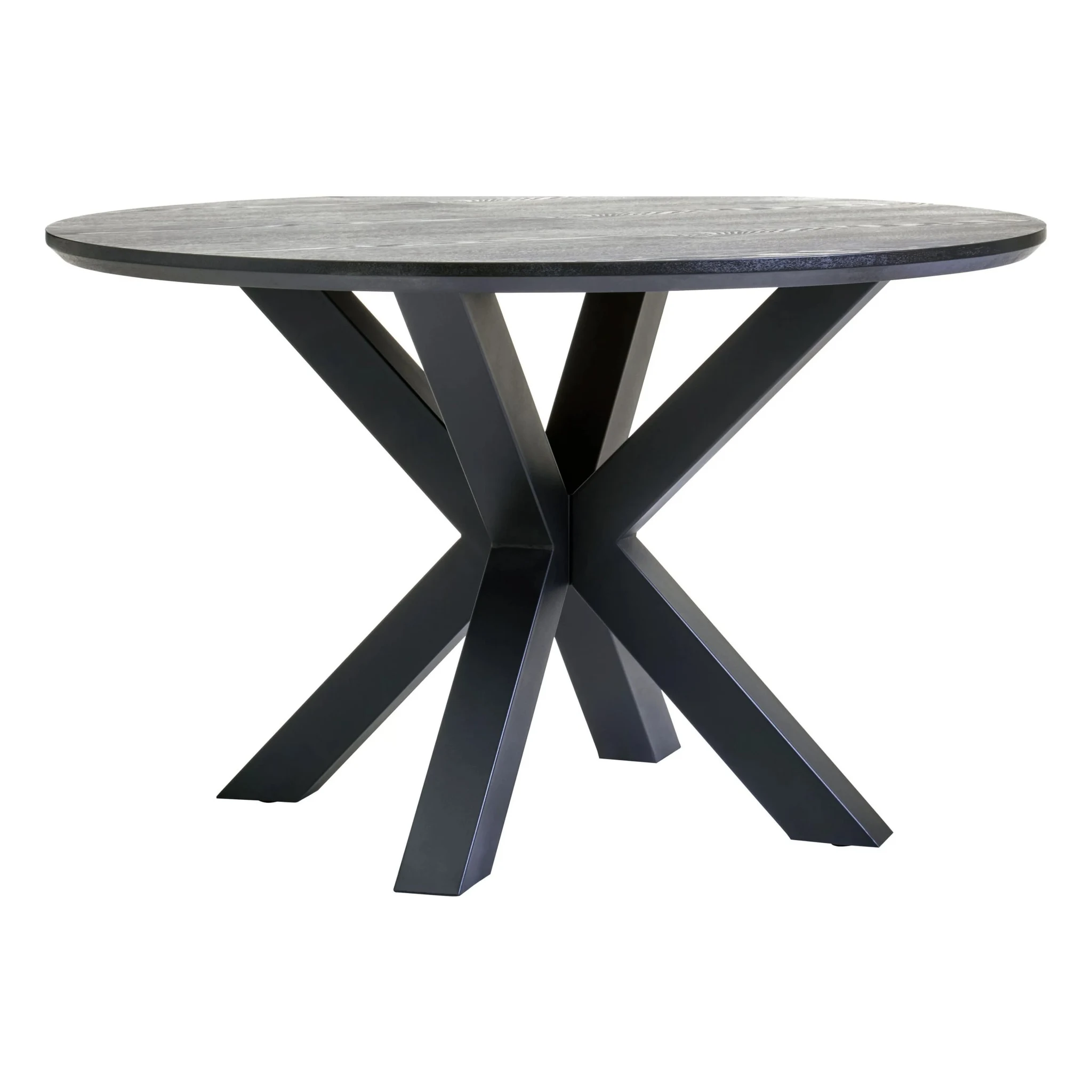 Salford Black Wood Veneer Round Dining Table With Metal Legs - Tables, photo 3 of 8