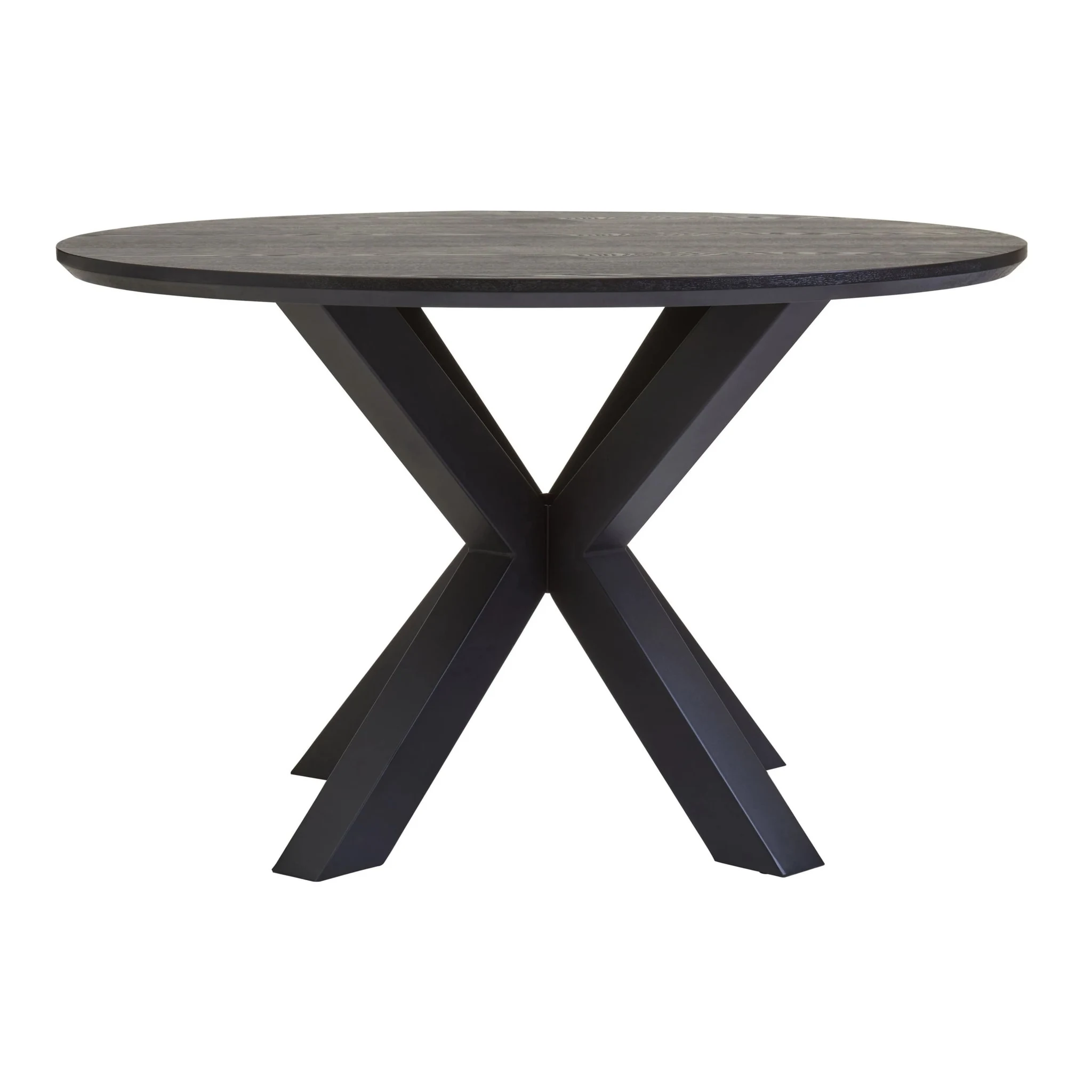 Salford Black Wood Veneer Round Dining Table With Metal Legs - Tables, photo 2 of 8