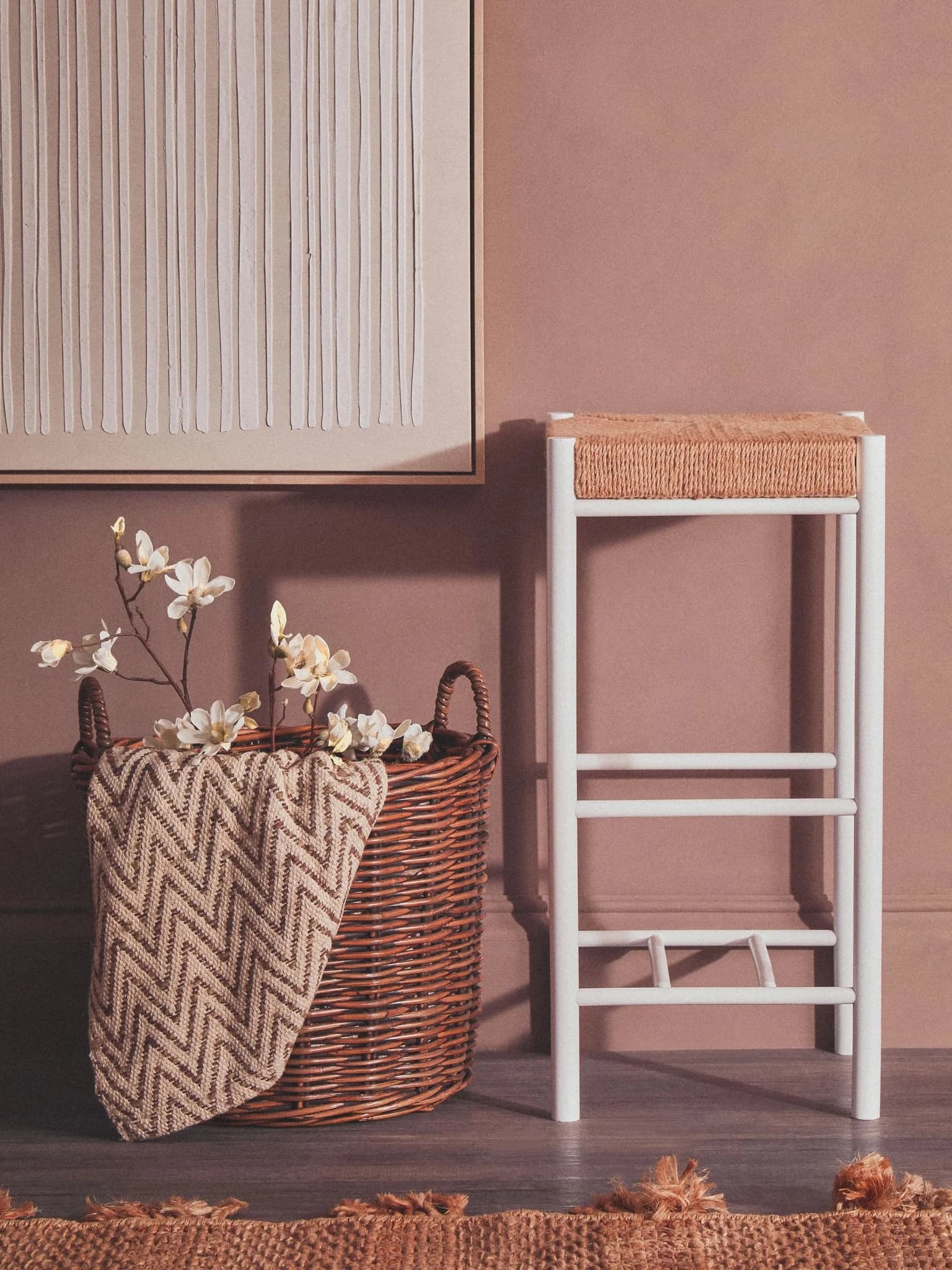 Bandar Natural Rope and White Bar Stool - Seating, photo 4 of 8