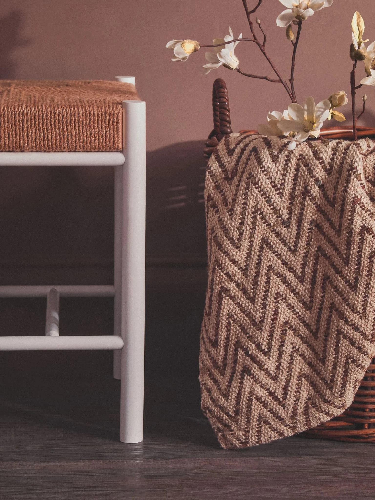 Bandar Natural Rope and White Wood Stool - Seating, photo 3 of 8