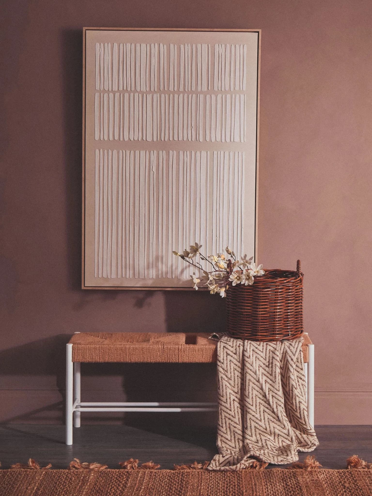 Bandar Large Natural Rope and White Wood Bench - Seating, photo 4 of 8