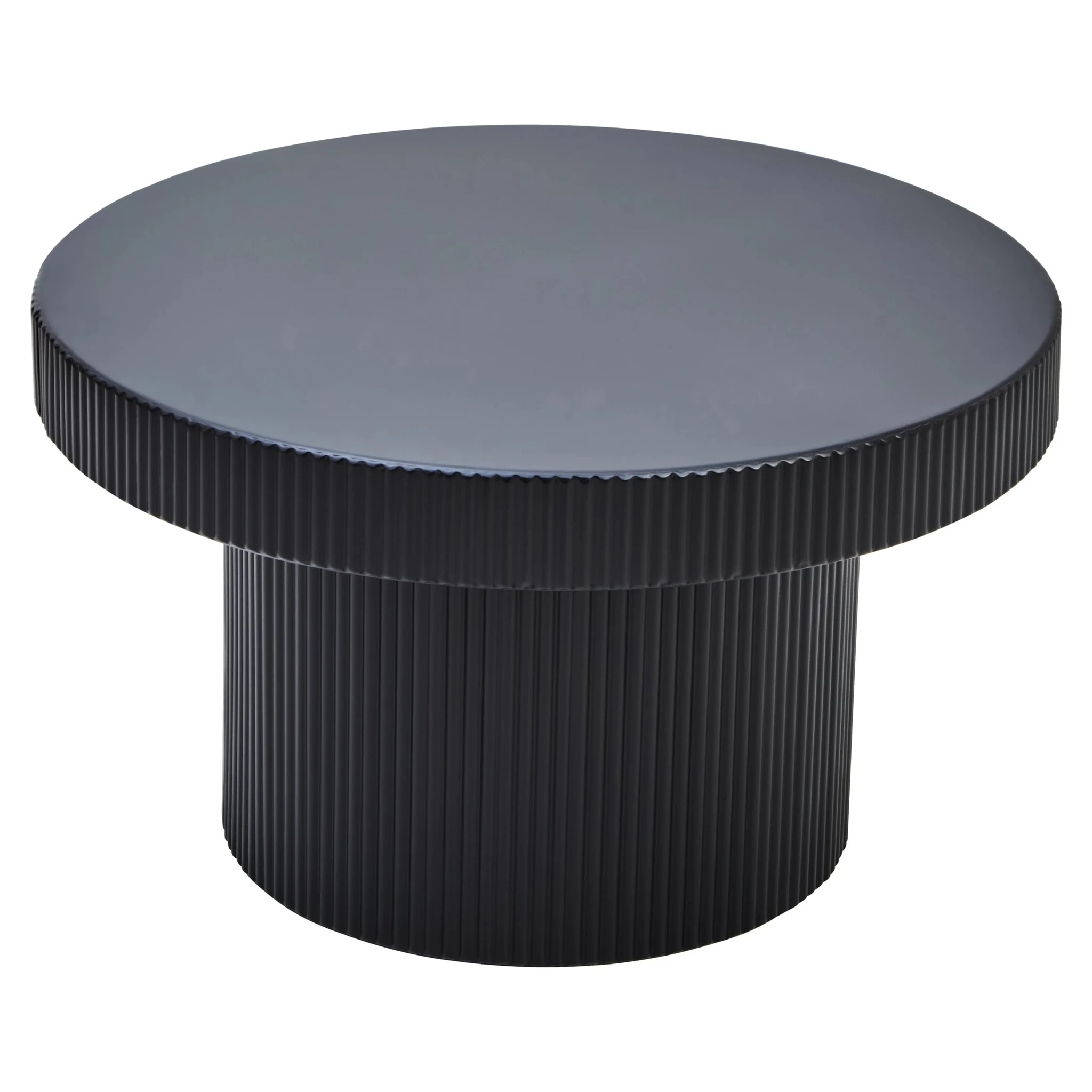 Trento Black Metal Round Ridge Detail Coffee Table - Tables, photo 4 of 7