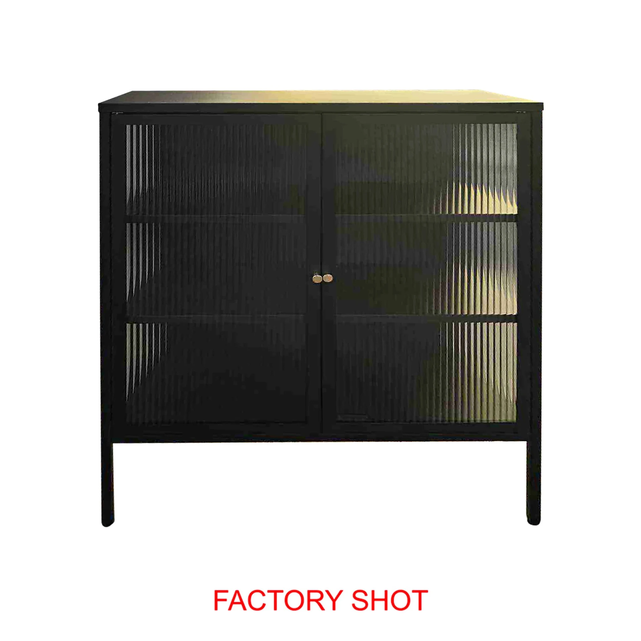 Addison Black Metal and Fluted Glass Door Cabinet - Bookcases & shelving, photo 2 of 2