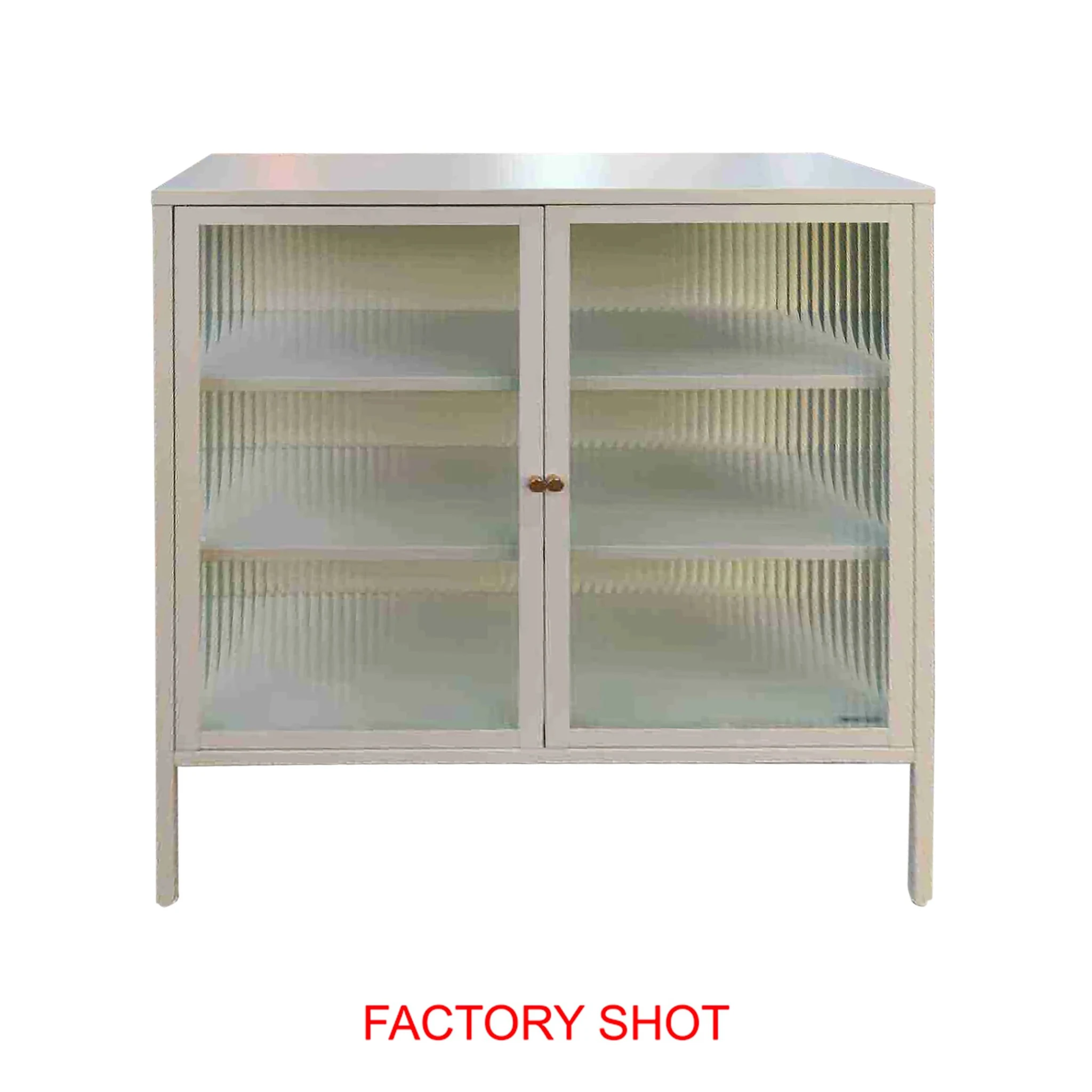 Addison Warm White Metal and Fluted Glass Door Cabinet - Bookcases & shelving, photo 2 of 2