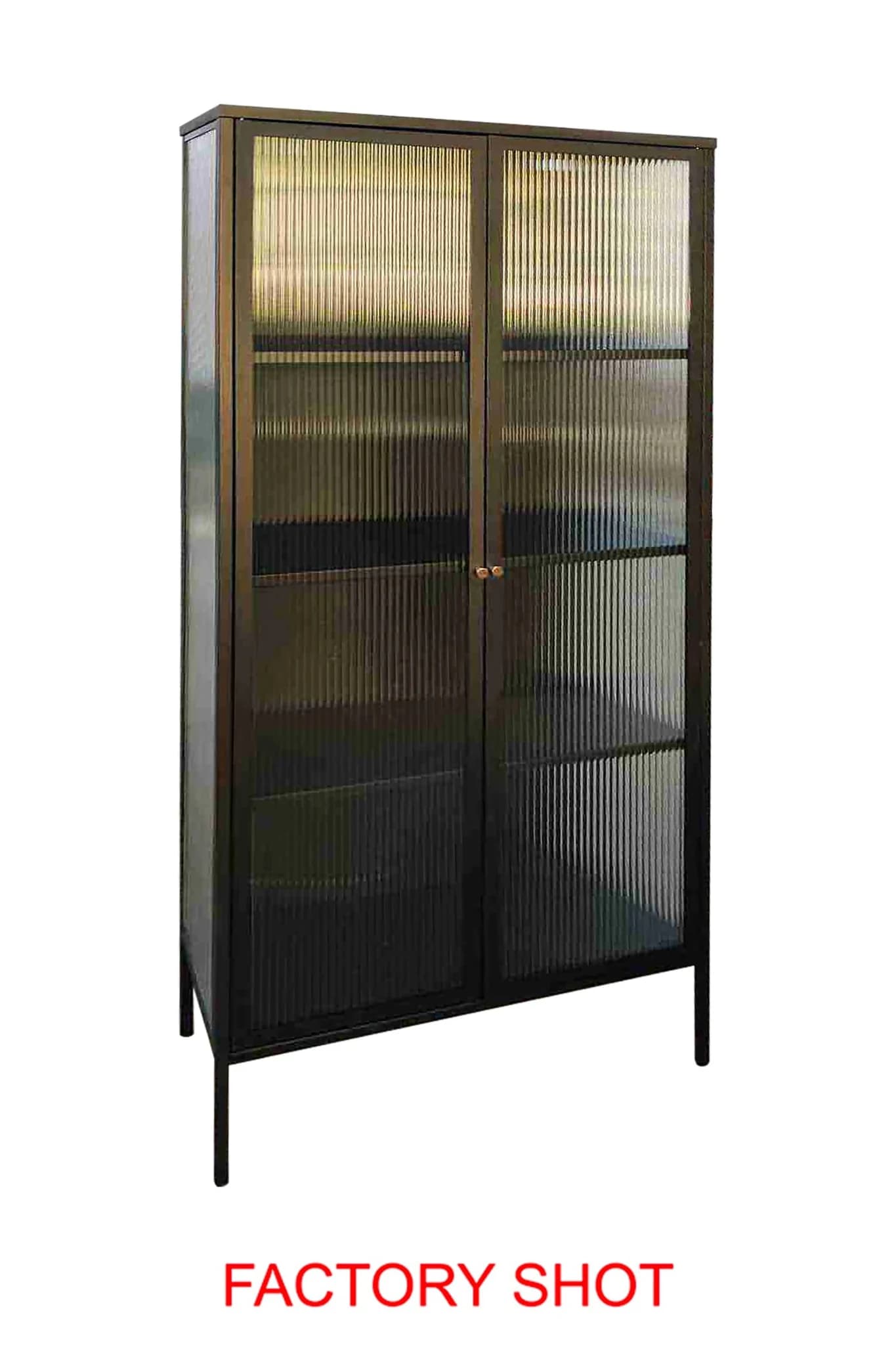 Addison Black Metal and Fluted Glass Door Tall Cabinet - Bookcases & shelving, photo 2 of 2