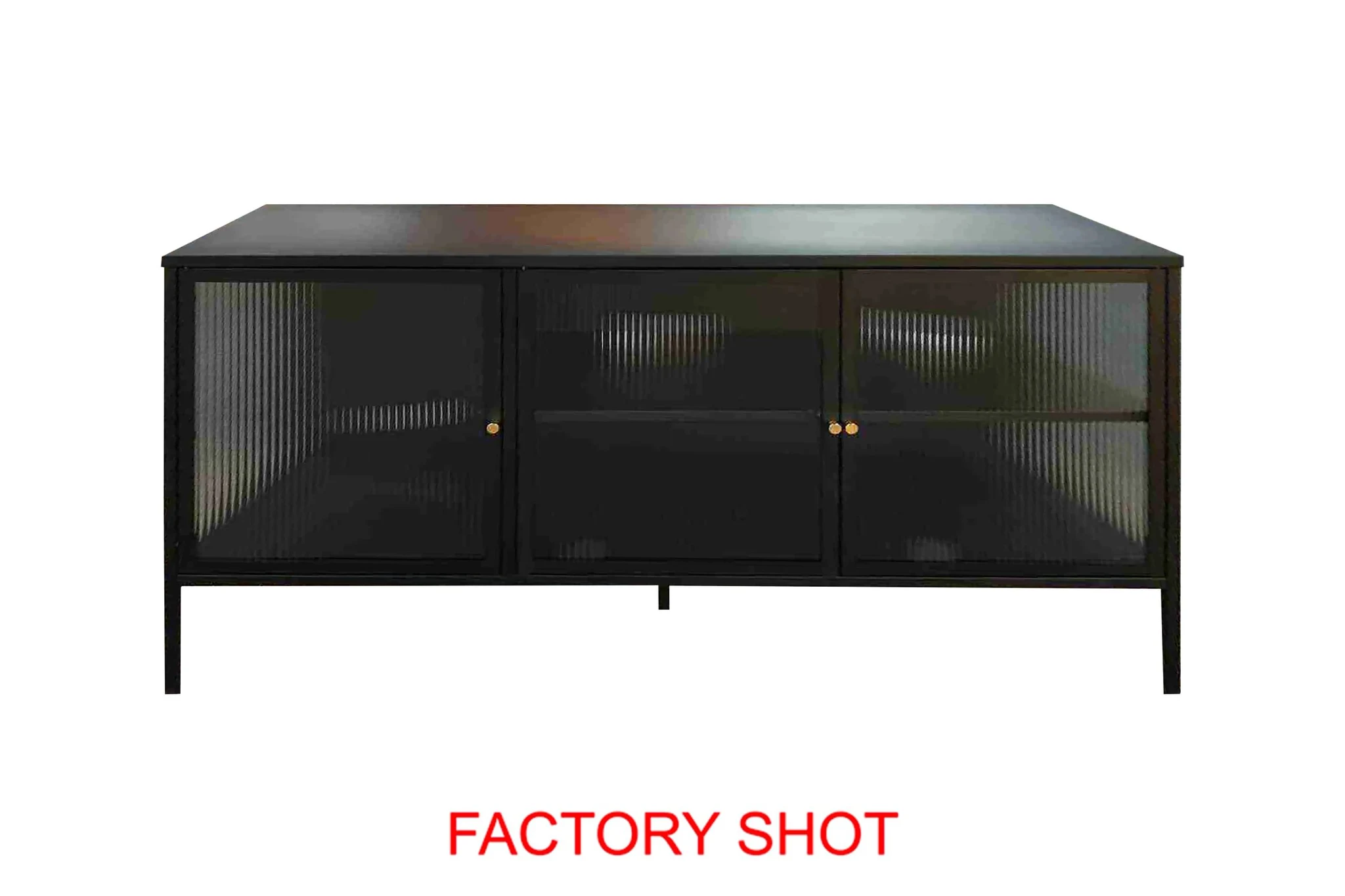 Addison Black Metal and Fluted Glass Door Sideboard - Bookcases & shelving, photo 2 of 2