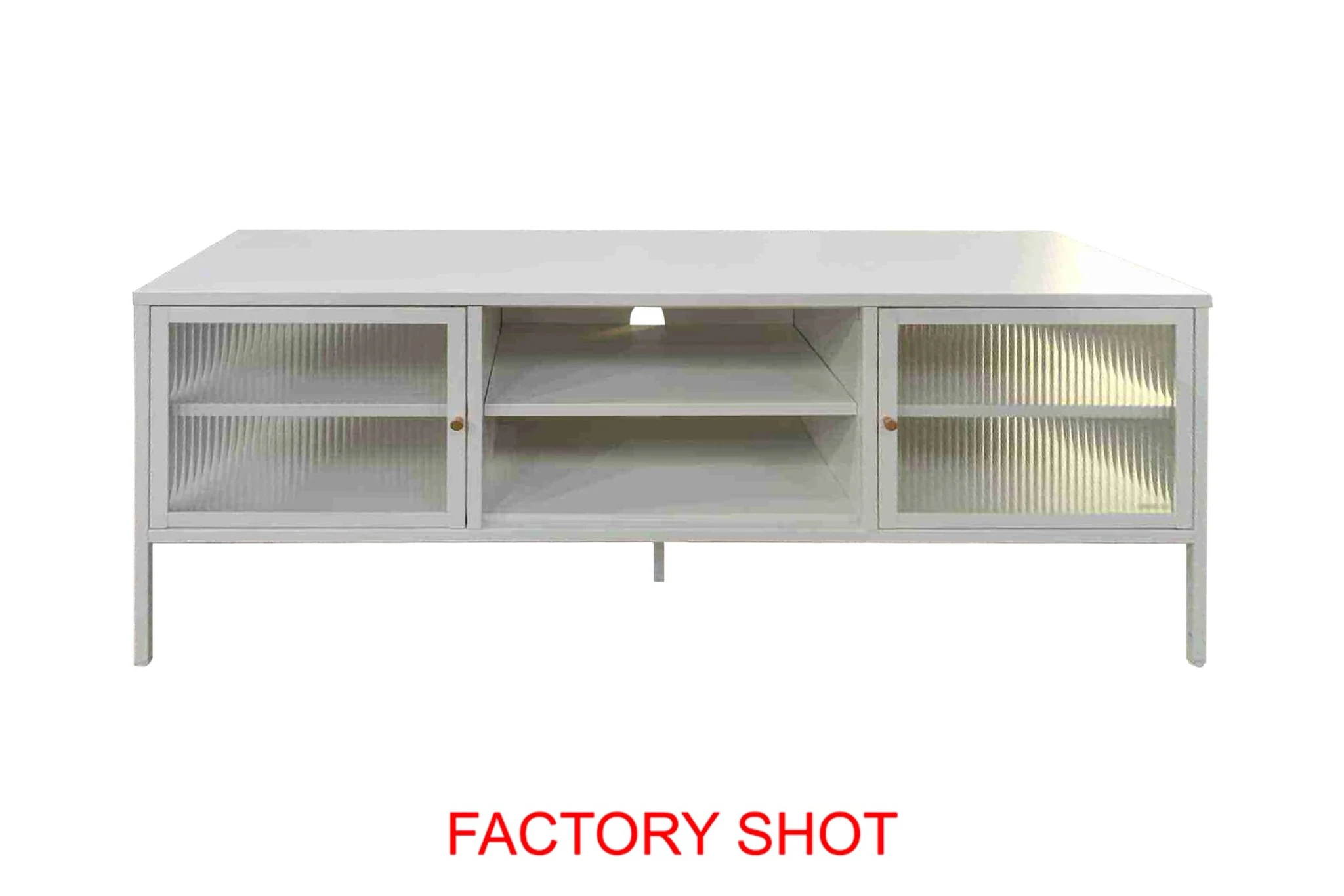 Addison Warm White Metal Fluted Glass Door Media Unit - Bookcases & shelving, photo 2 of 2