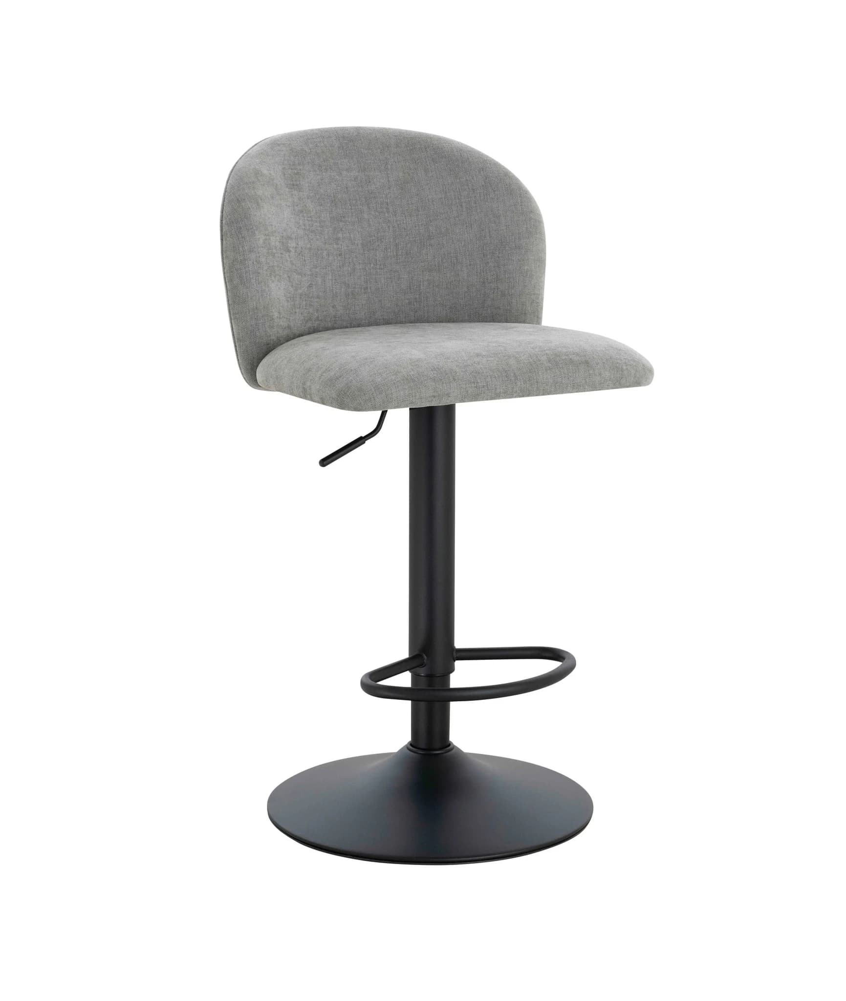 Maxwell Set of 2 Light Grey Textured Fabric Curved Bar Chairs - Seating, photo 2 of 8