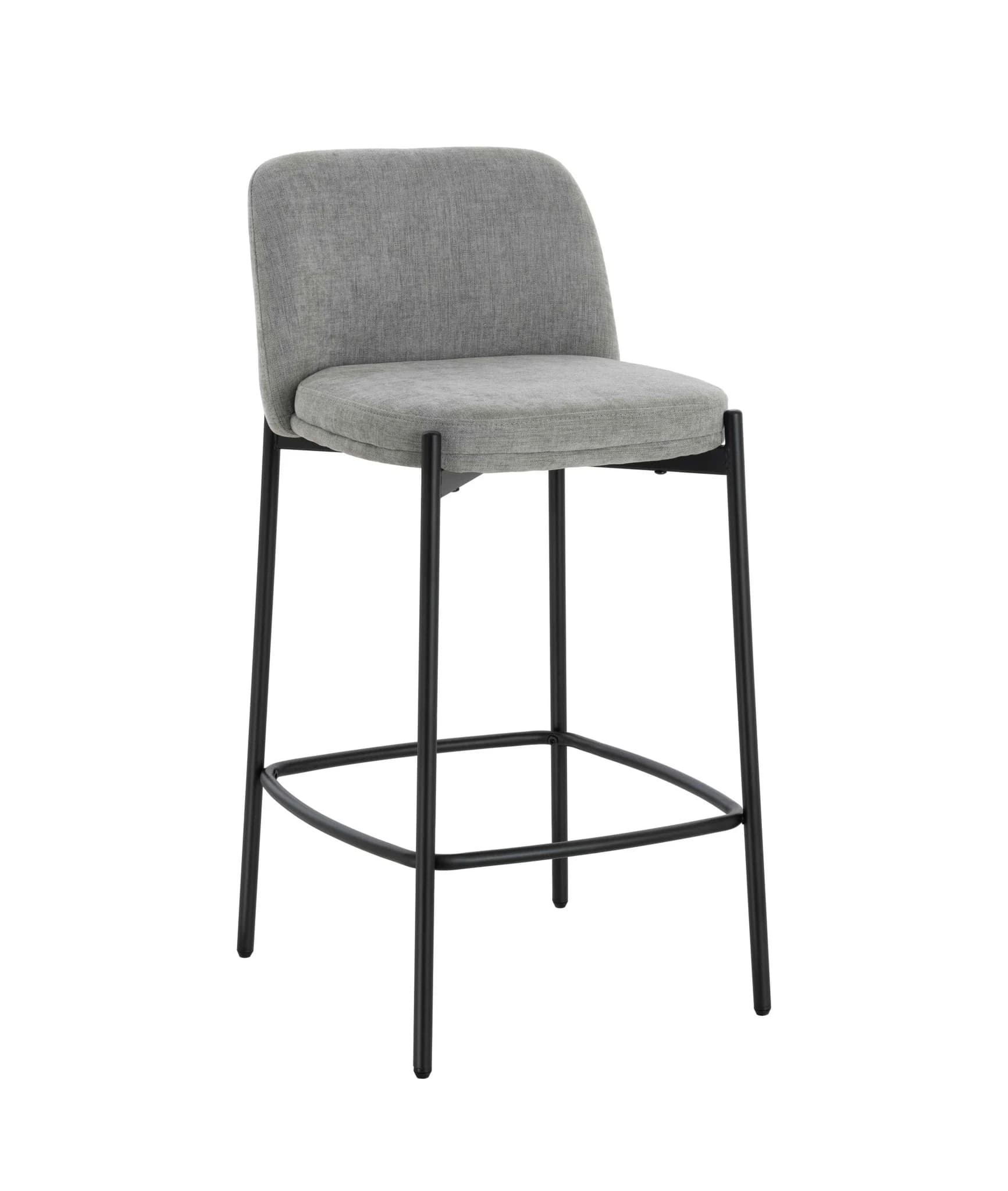 Maxwell Set of 2 Light Grey Textured Fabric Bar Chairs with Black Legs - Seating, photo 7 of 8