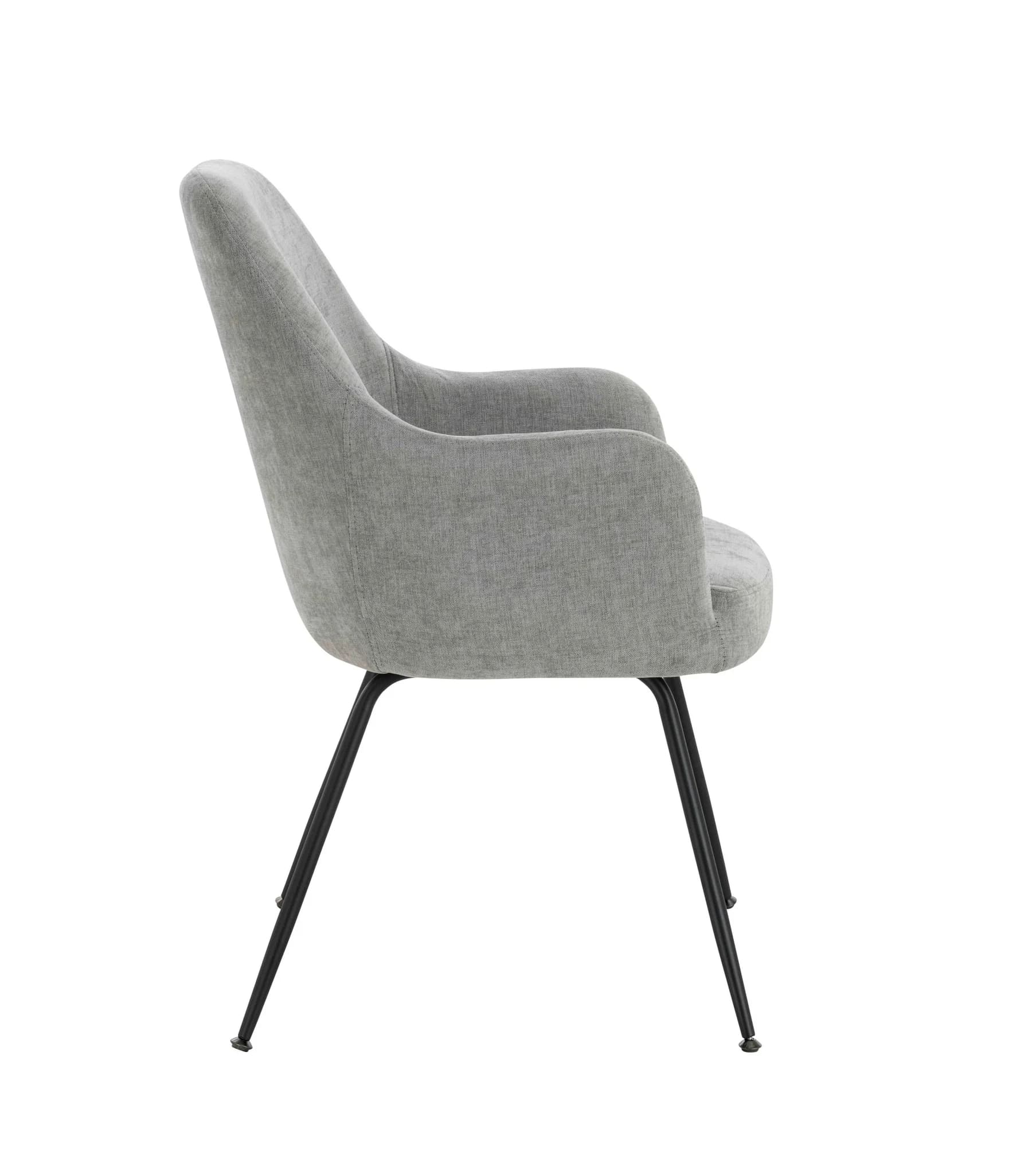 Maxwell Set of 2 Light Grey Textured Fabric Dining Chairs with Arms - Seating, photo 4 of 8