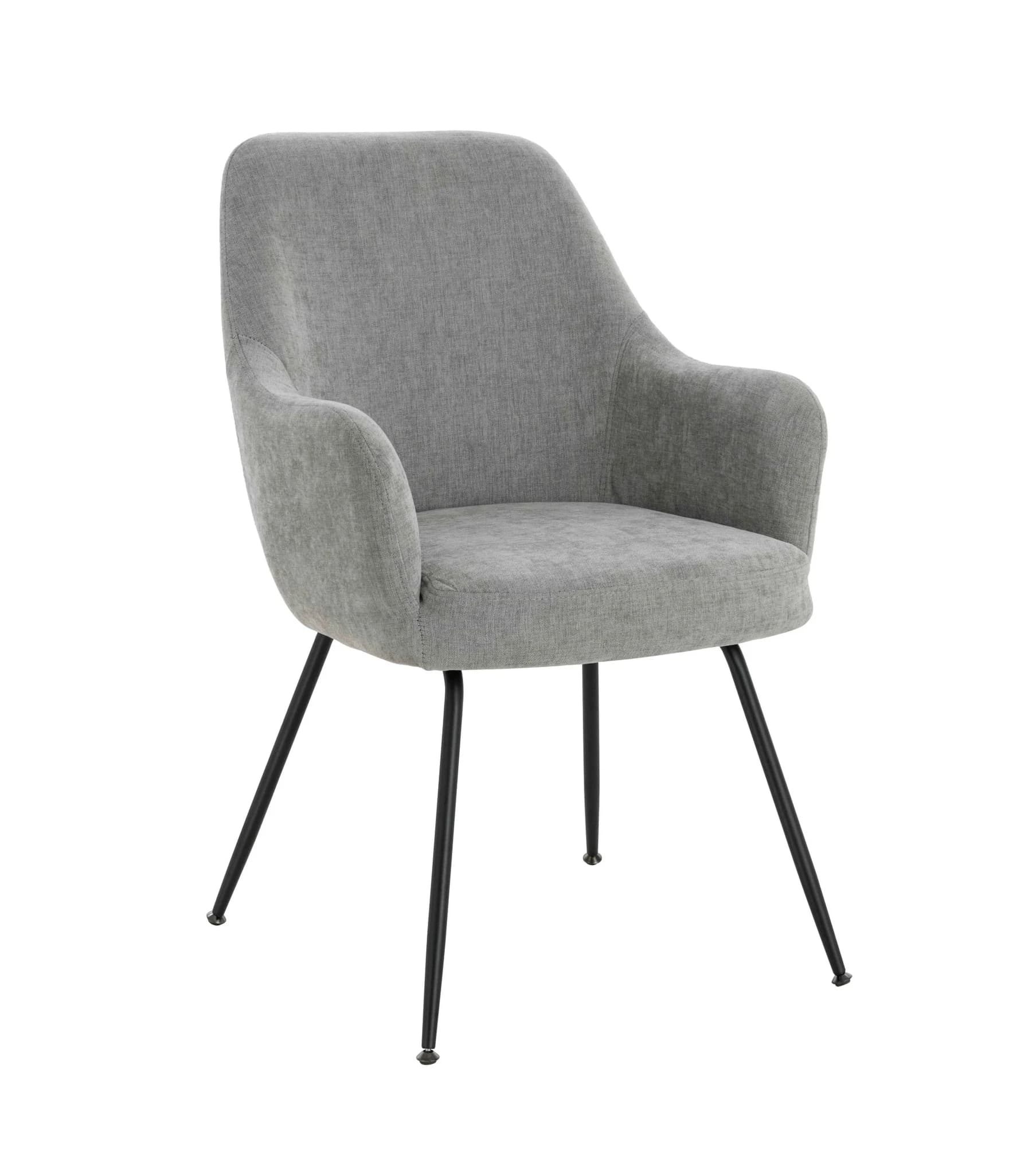 Maxwell Set of 2 Light Grey Textured Fabric Dining Chairs with Arms - Seating, photo 2 of 8