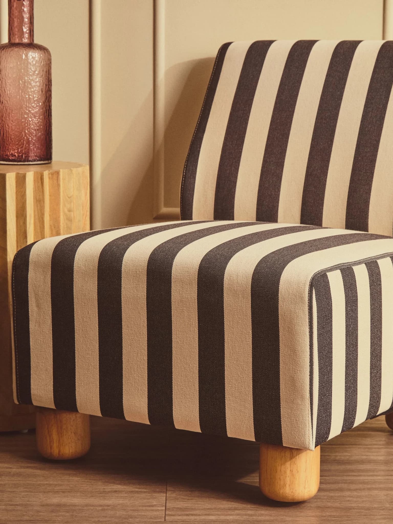 Parlan Black and White Stripe Armless Chair - Seating, photo 8 of 8