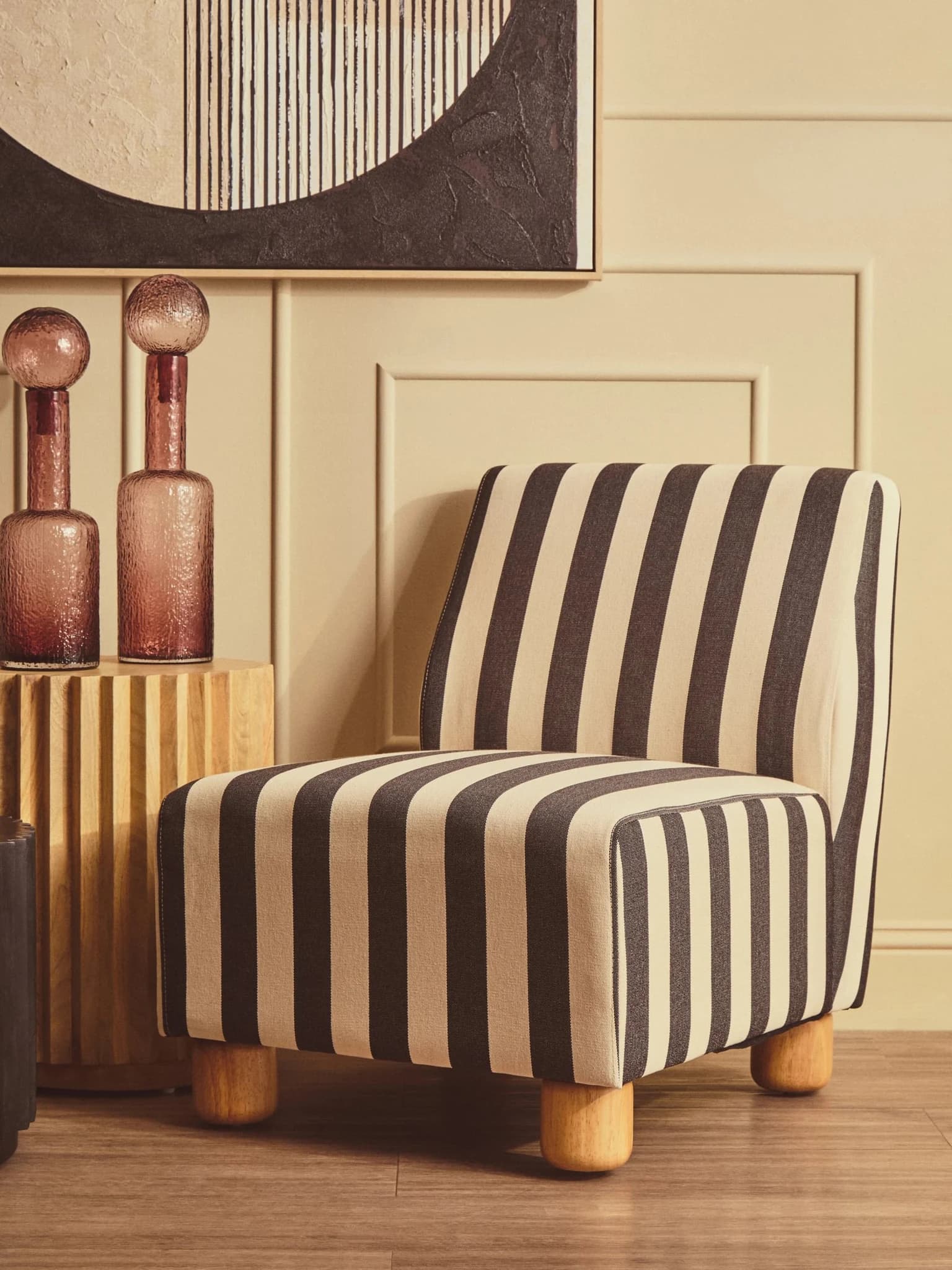 Parlan Black and White Stripe Armless Chair - Seating, photo 5 of 8