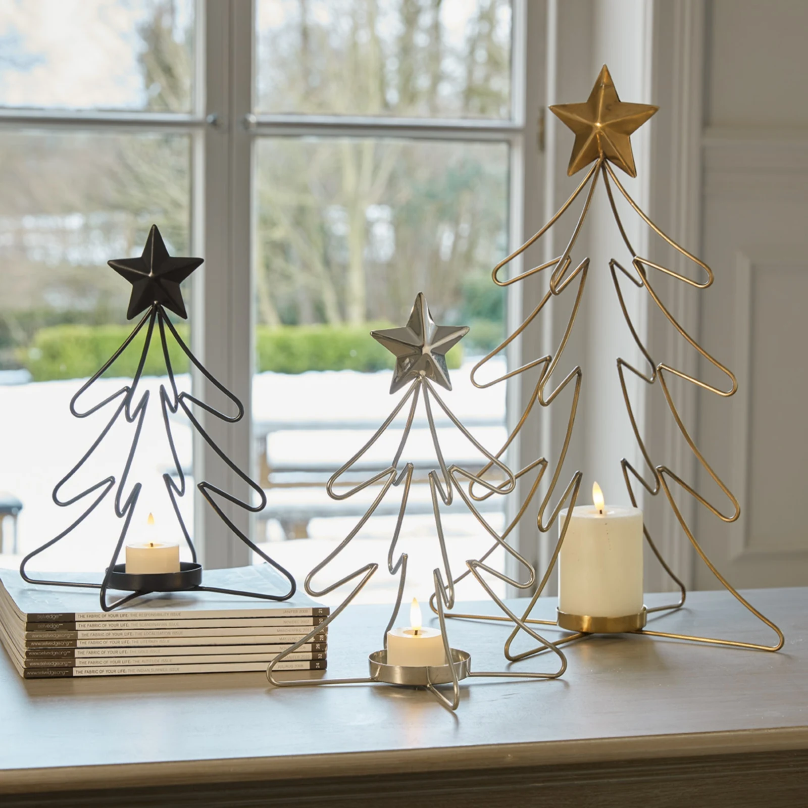 Rustic Outline Tree And Star Candle Holders - Sculptures & ornaments, photo 3 of 3