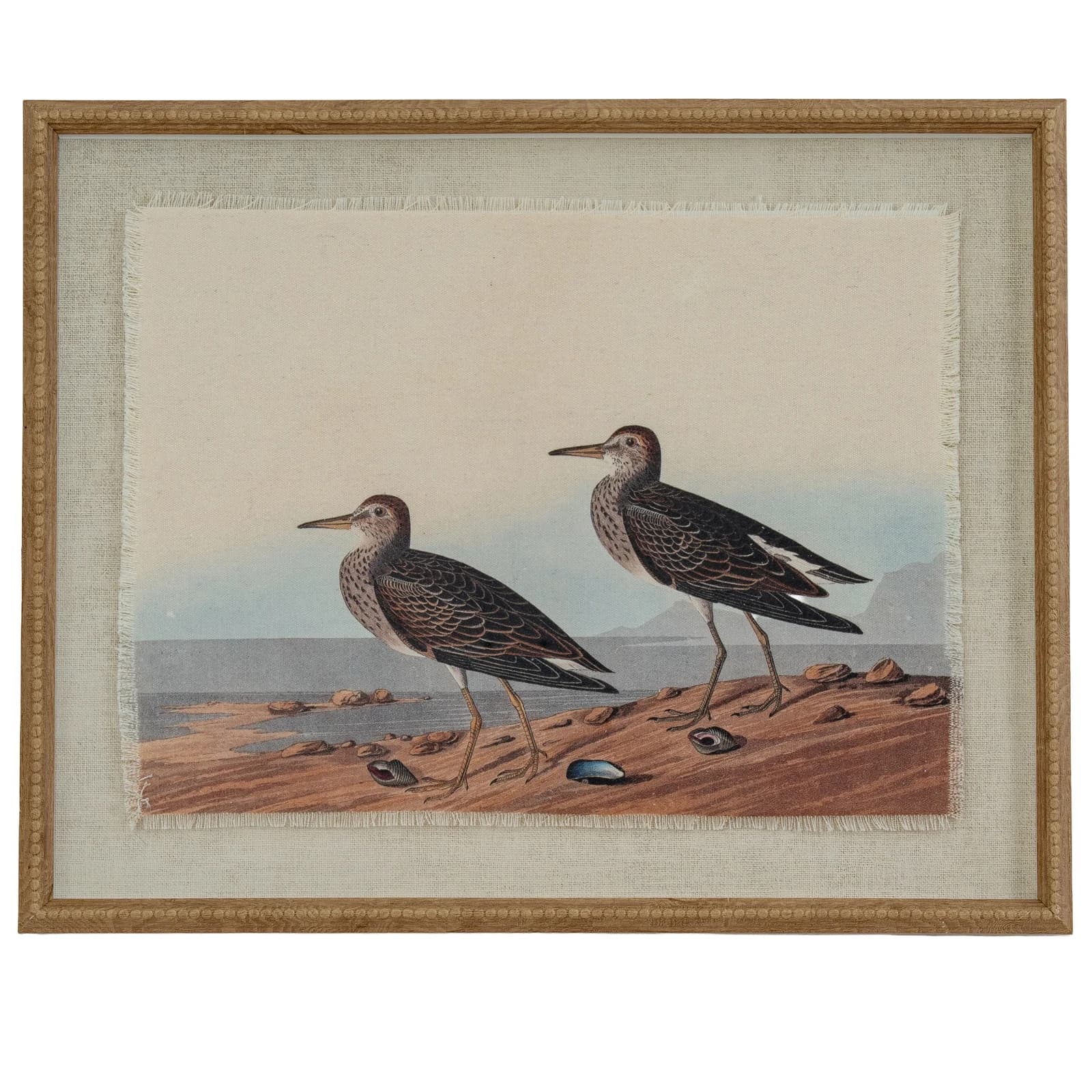 Flora & Fauna Collection Sandpipers On Linen In Beaded Frame - Wall art & frames, photo 2 of 4
