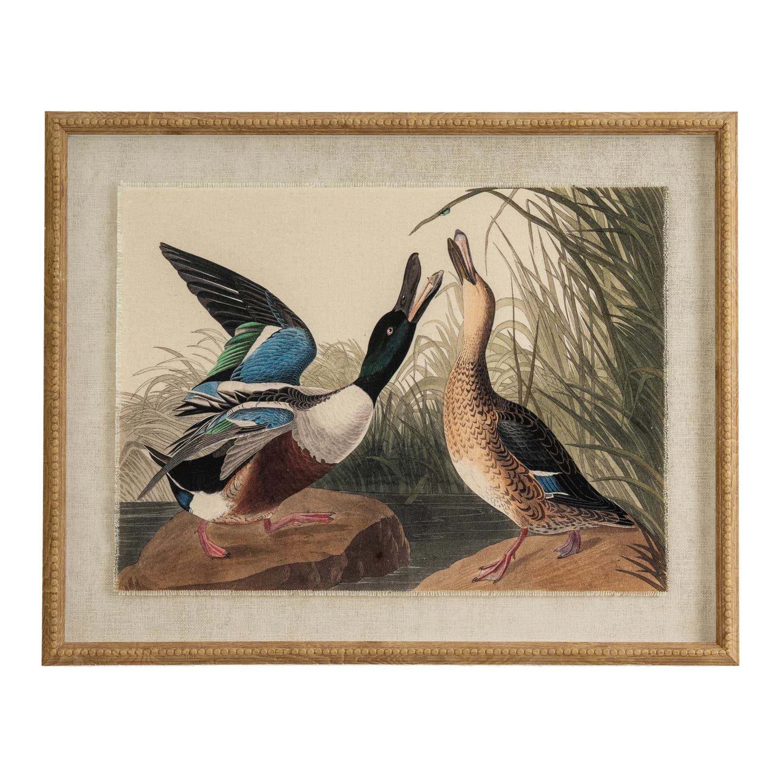 Flora & Fauna Collection Mallards On Linen In Beaded Frame - Wall art & frames, photo 2 of 3