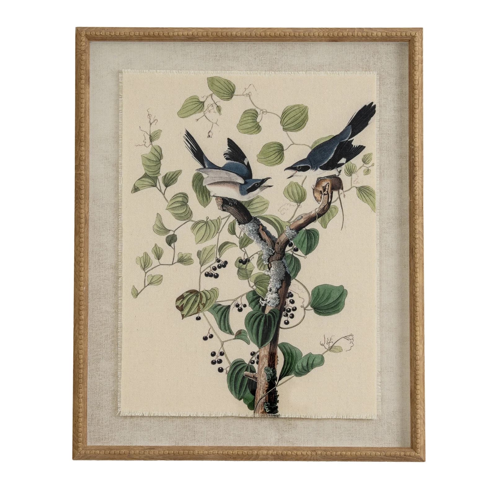 Flora & Fauna Collection Shrikes On Linen In Beaded Frame - Wall art & frames, photo 2 of 4