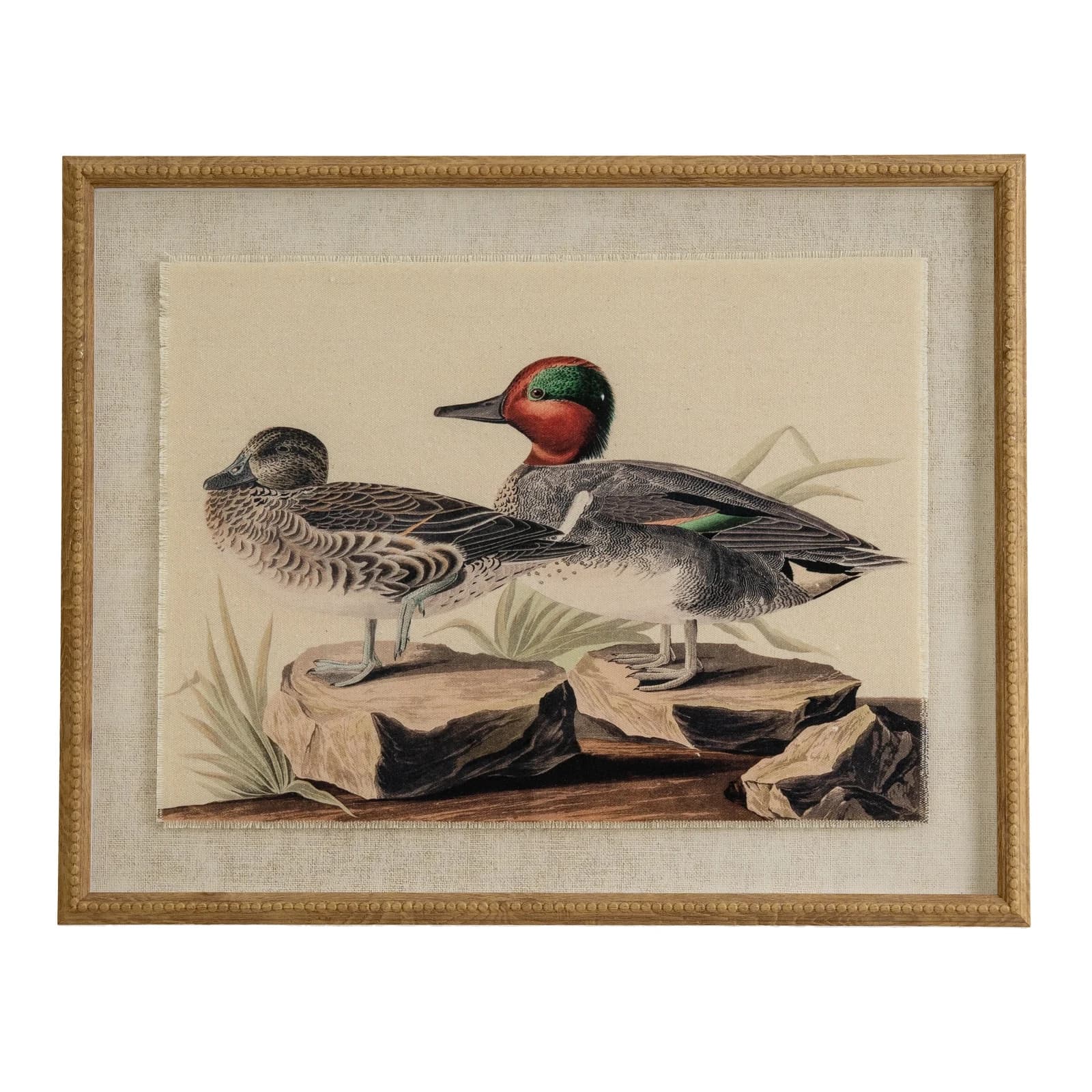Flora & Fauna Collection Teals On Linen In Beaded Frame - Wall art & frames, photo 2 of 3