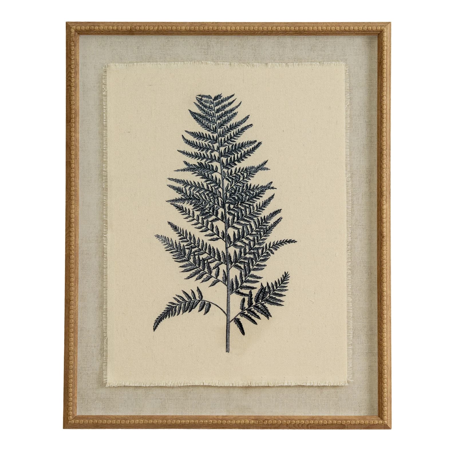 Flora & Fauna Collection Beech Fern On Linen In Beaded Frame — Pack of 3 - Artificial plants & flowers, photo 2 of 5