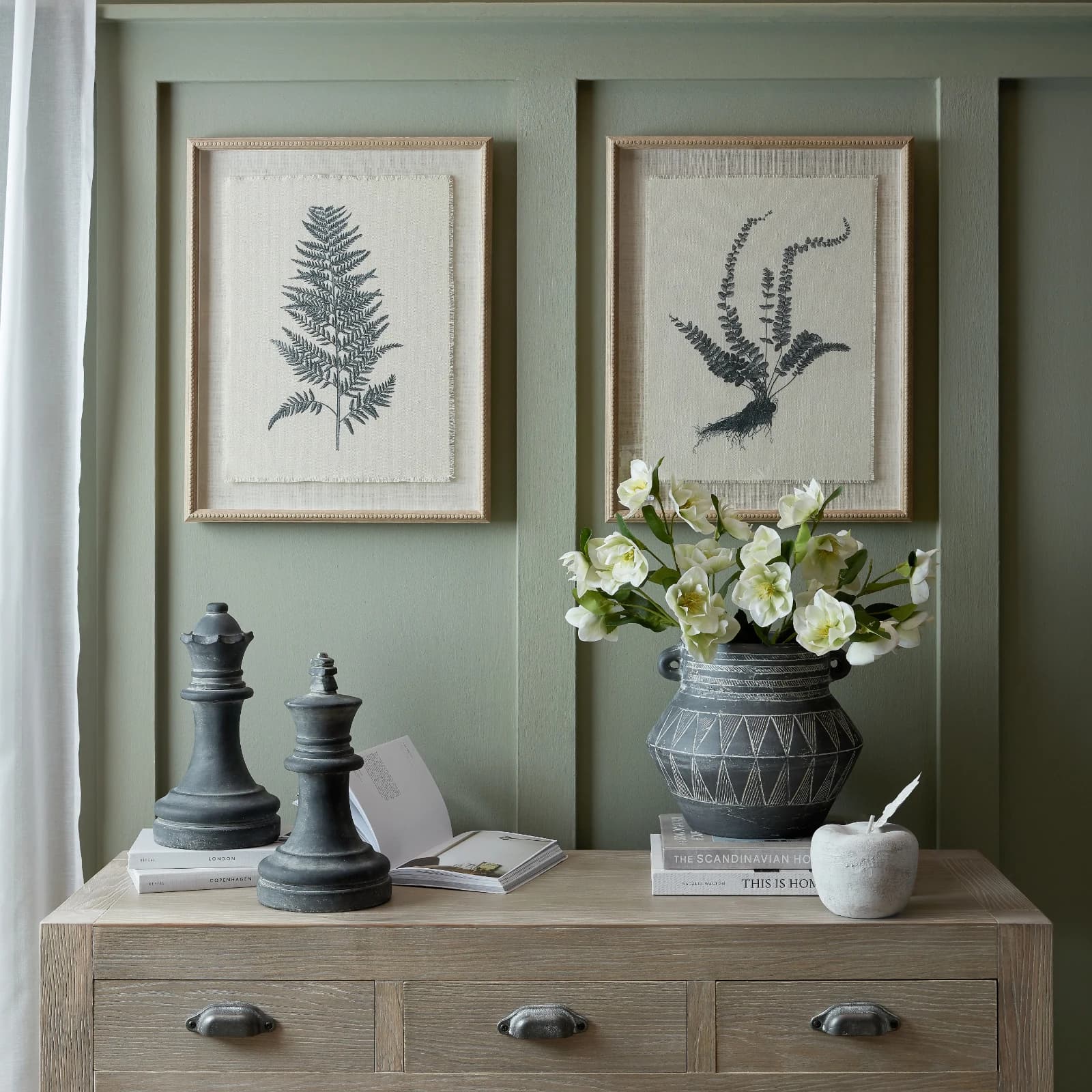 Flora & Fauna Collection Beech Fern On Linen In Beaded Frame — Pack of 3 - Artificial plants & flowers, photo 5 of 5