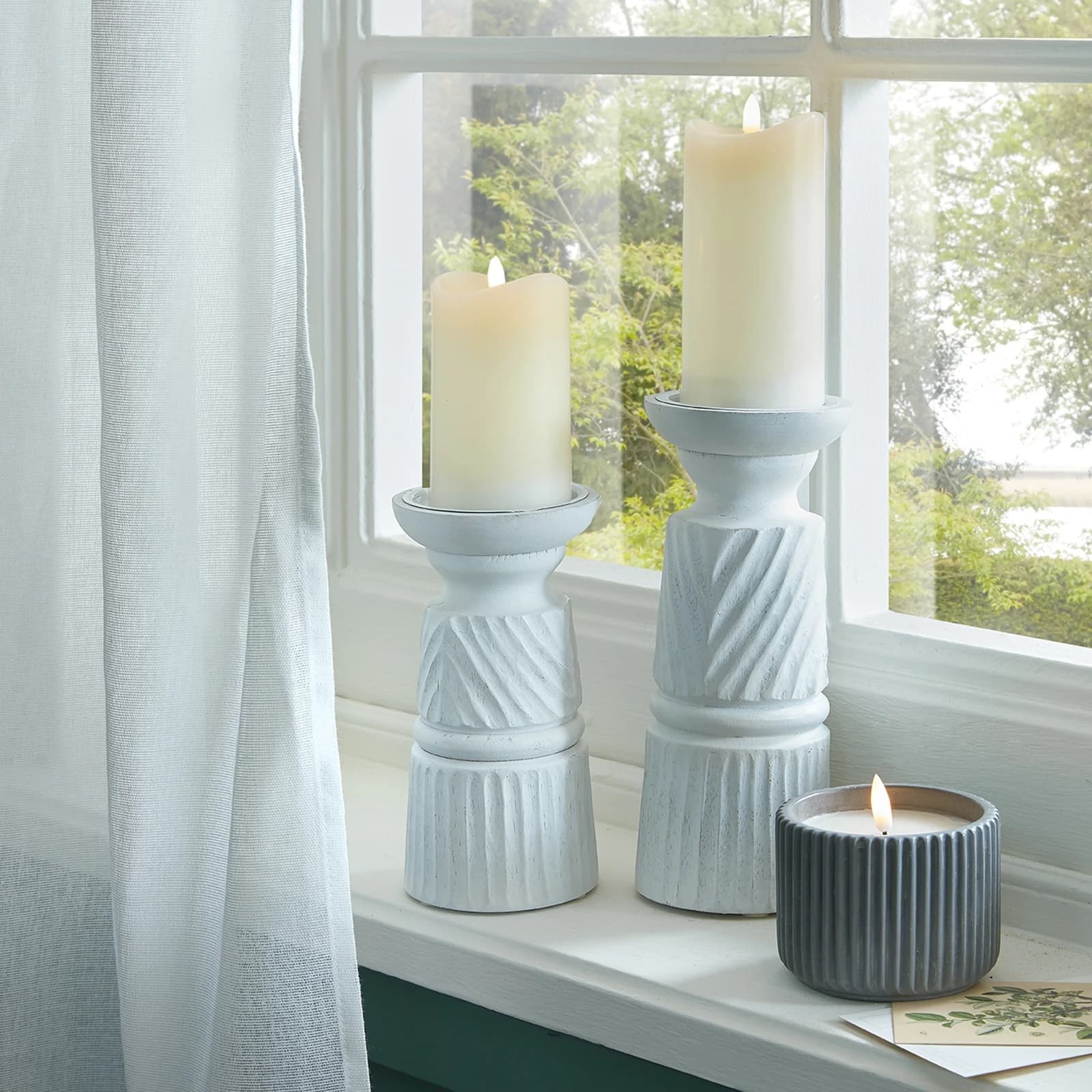 Large White Carved Candle Holder - Candles, photo 5 of 5