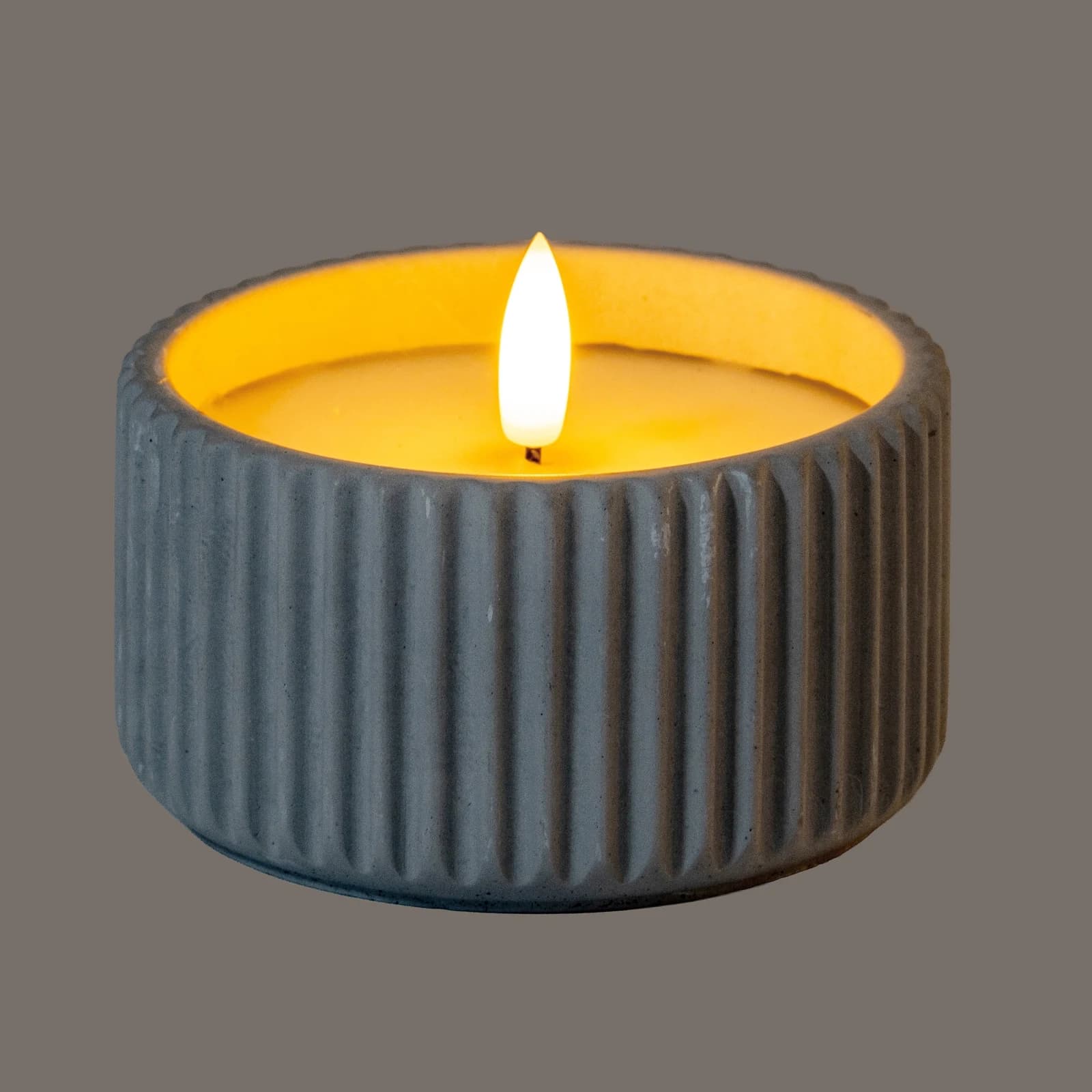 Luxe Collection Natural Glow Chalk Ribbed Small Led Candle - Candles, photo 3 of 5