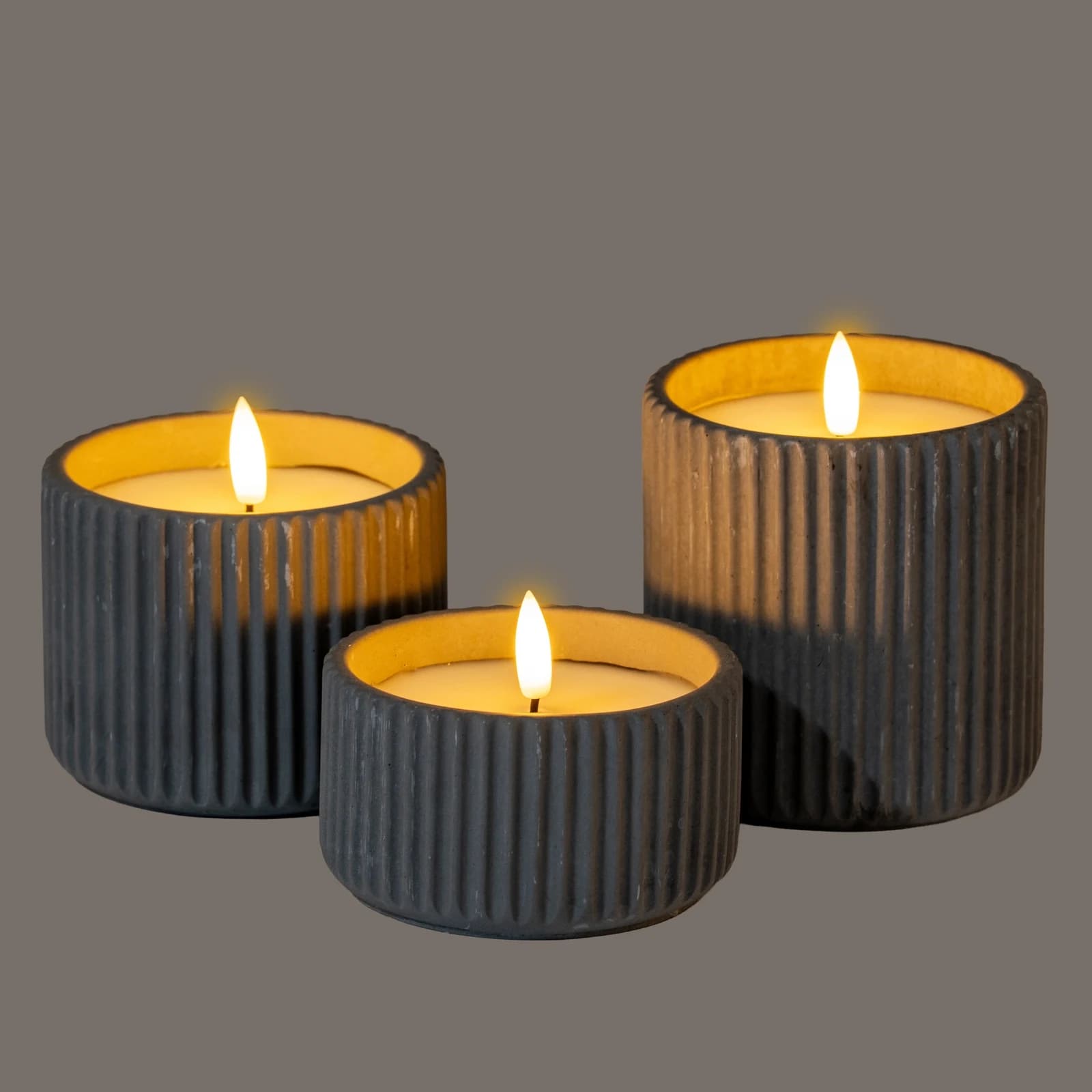 Luxe Collection Natural Glow Chalk Ribbed Small Led Candle - Candles, photo 5 of 5