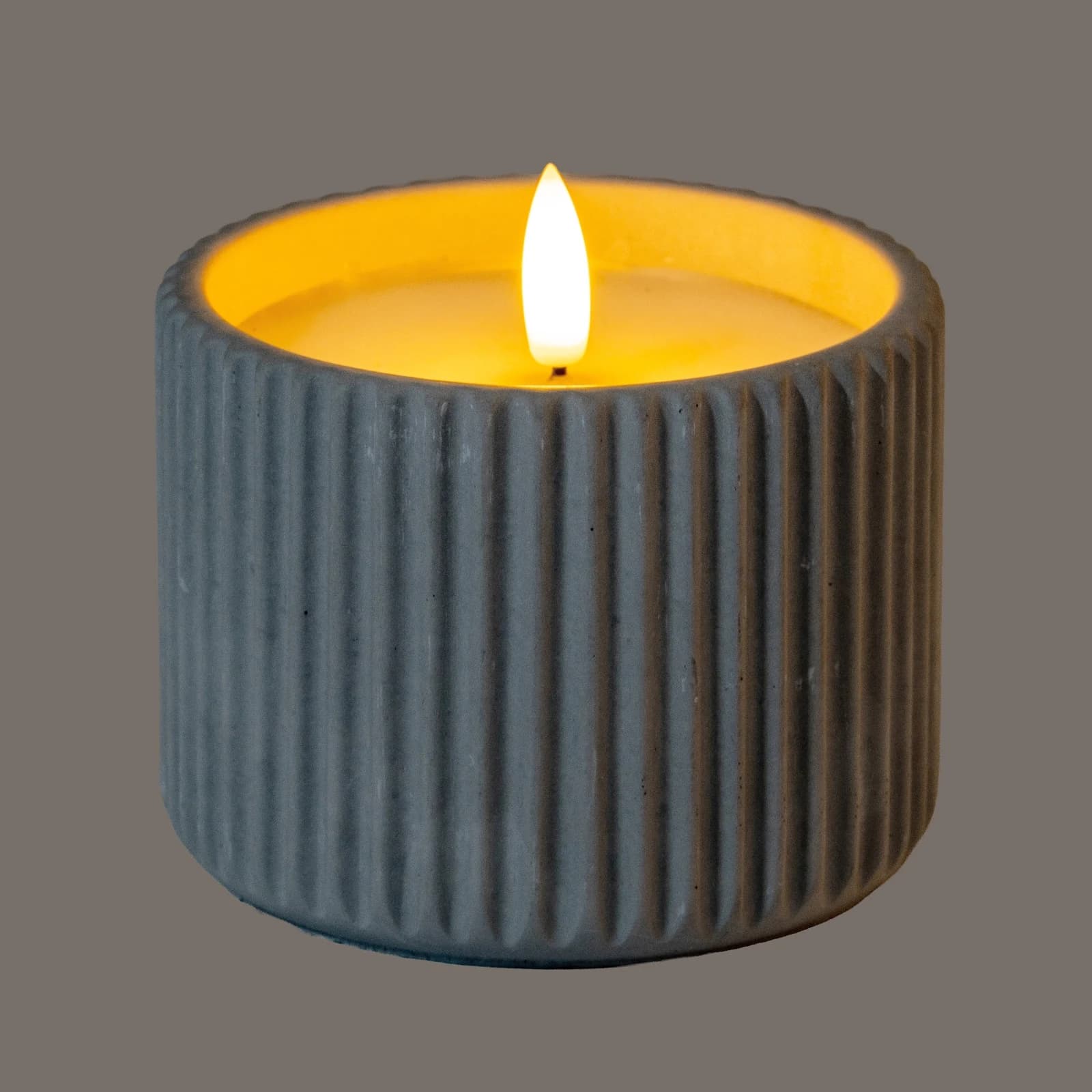 Luxe Collection Natural Glow Chalk Ribbed Medium Led Candle - Candles, photo 2 of 4