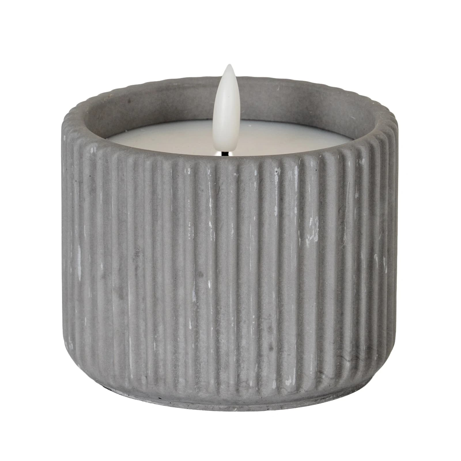 Luxe Collection Natural Glow Grey Ribbed Medium Led Candle - Candles, photo 2 of 6