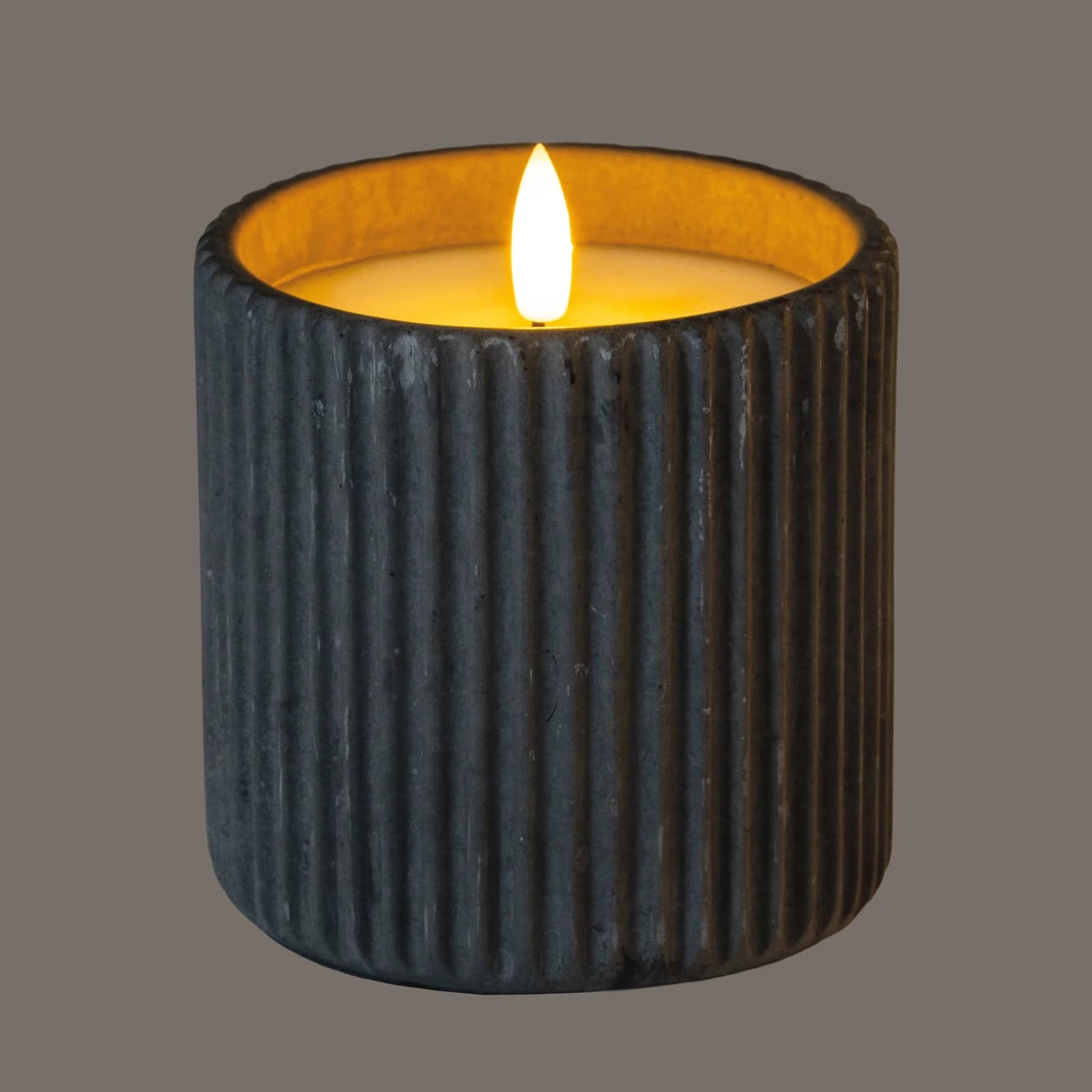 Luxe Collection Natural Glow Grey Ribbed Large Led Candle - Candles, photo 3 of 6