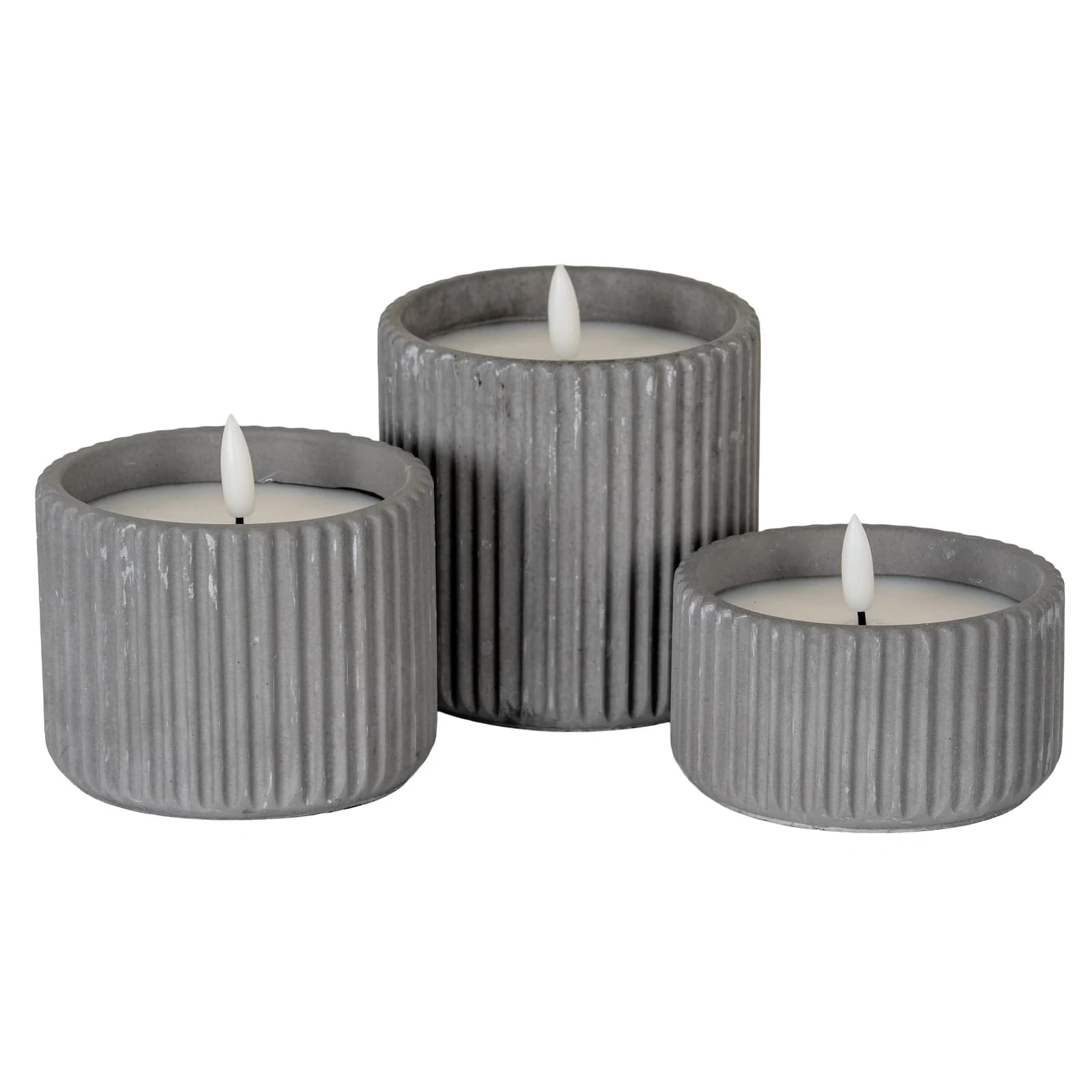 Luxe Collection Natural Glow Grey Ribbed Large Led Candle - Candles, photo 4 of 6