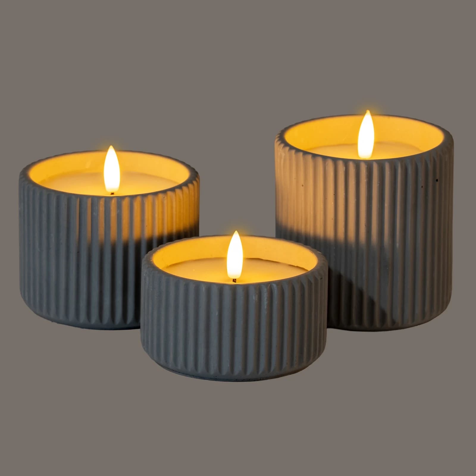 Luxe Collection Natural Glow Grey Ribbed Large Led Candle - Candles, photo 5 of 6
